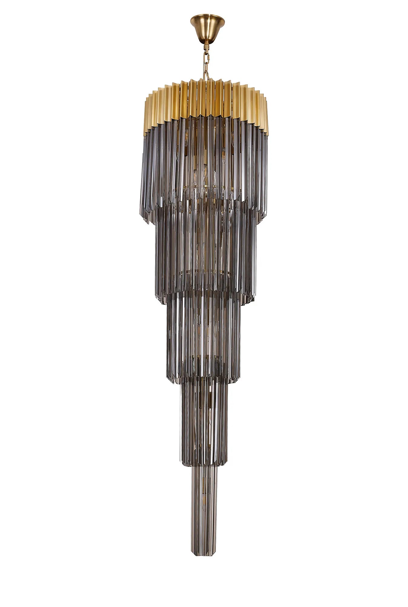 Cedar 50cm 5 Tier Pendant 18 Light - Brass & Smoked
