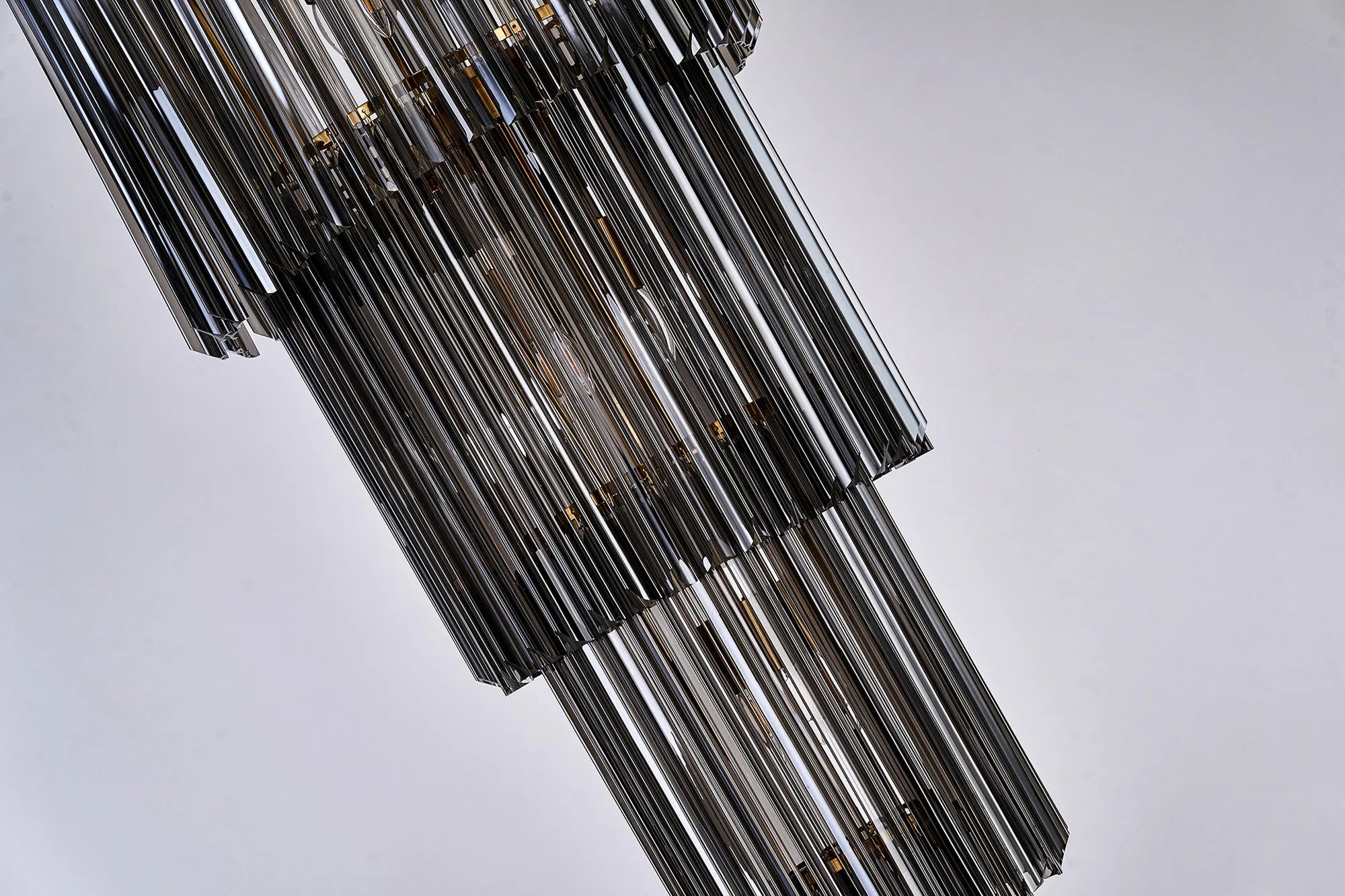 Cedar 50cm 5 Tier Pendant 18 Light - Brass & Smoked