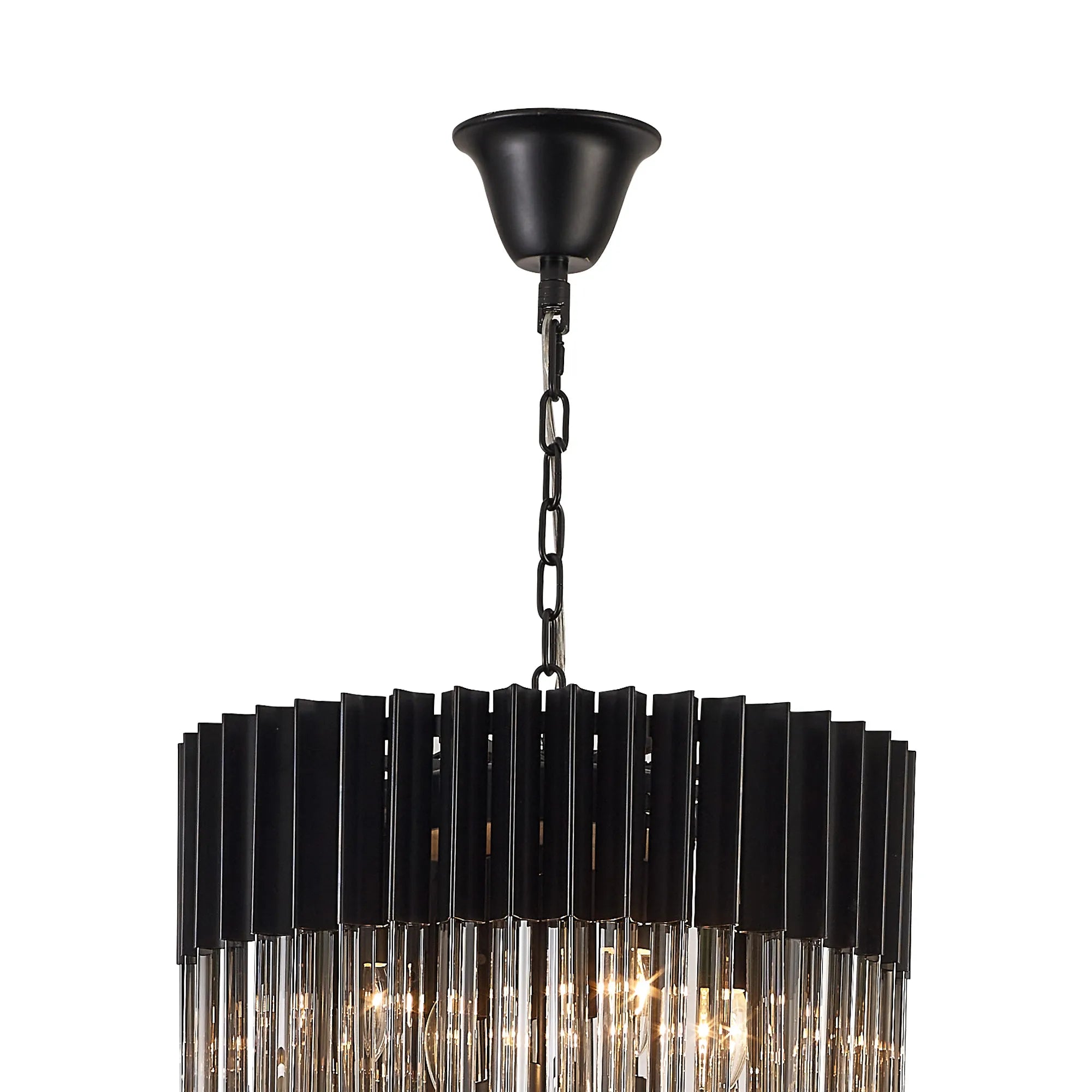 Cedar 50cm 5 Tier Pendant 18 Light - Matt Black & Smoked