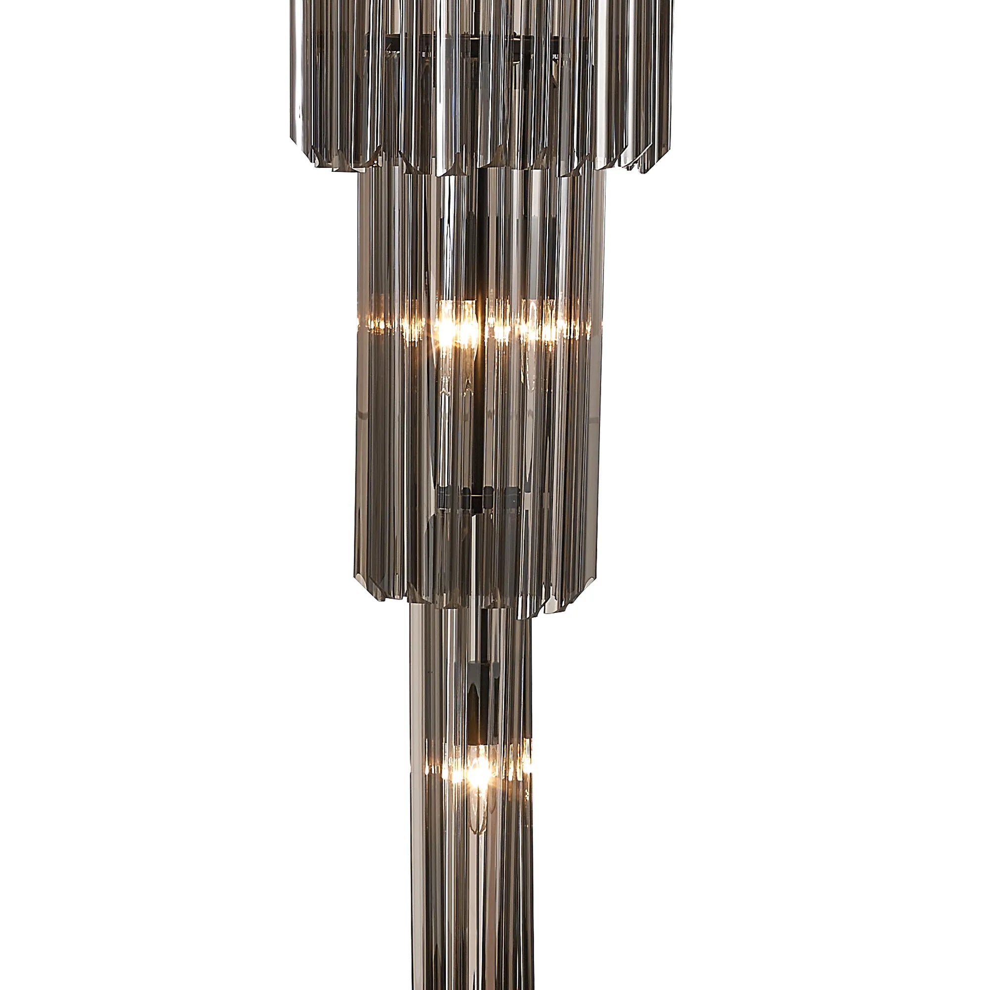 Cedar 50cm 5 Tier Pendant 18 Light - Matt Black & Smoked