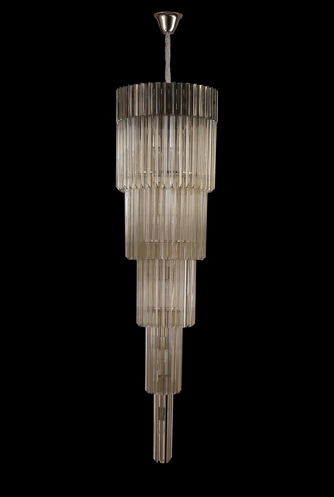 Cedar 50cm 5 Tier Pendant 18 Light - Polished Nickel & Cognac