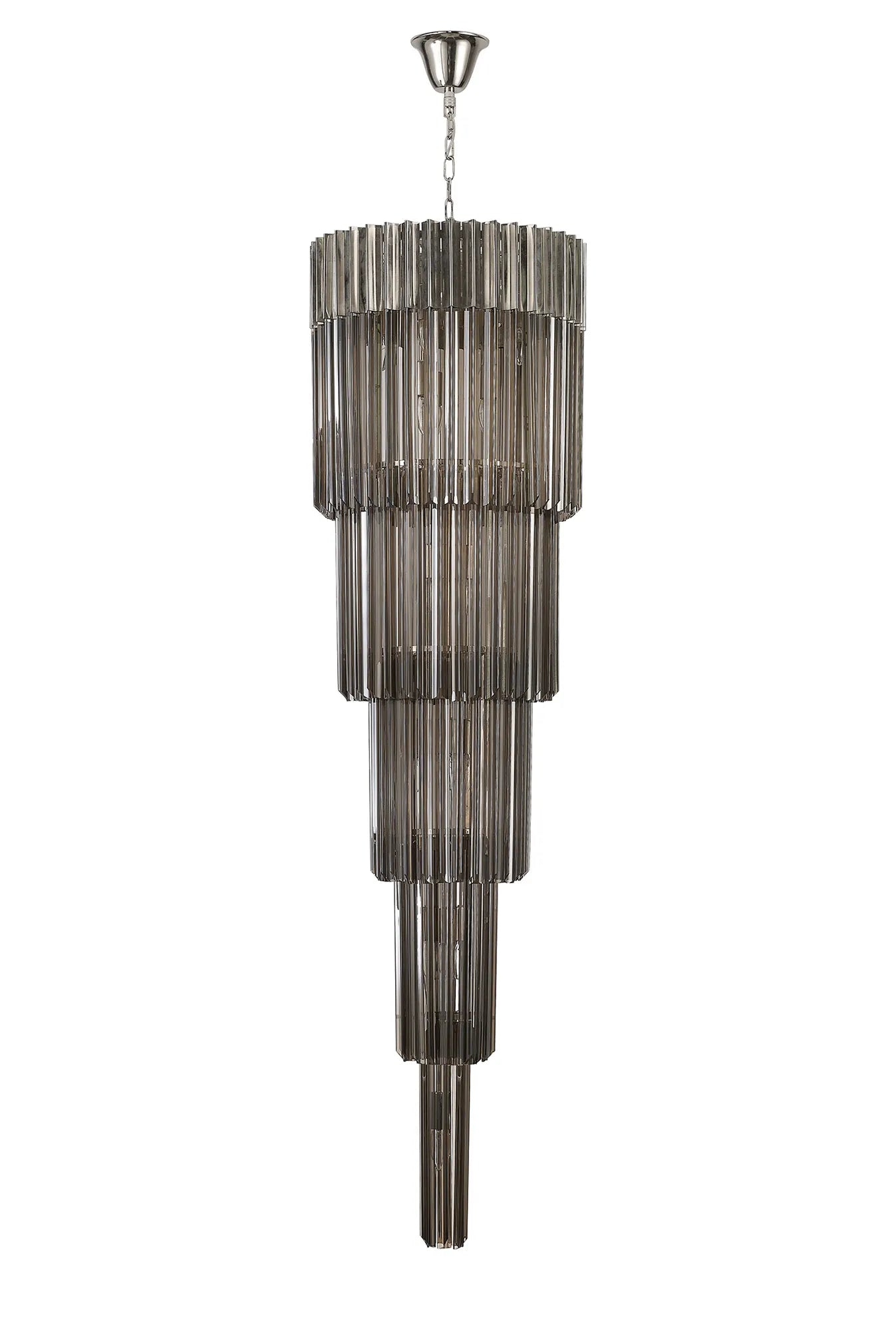 Cedar 50cm 5 Tier Pendant 18 Light - Polished Nickel & Smoked
