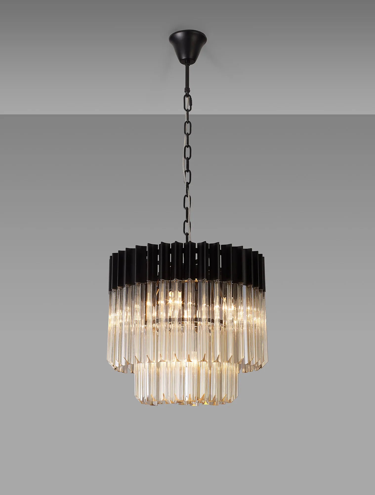 Cedar 45cm Pendant Round 5 Light - Matt Black & Cognac