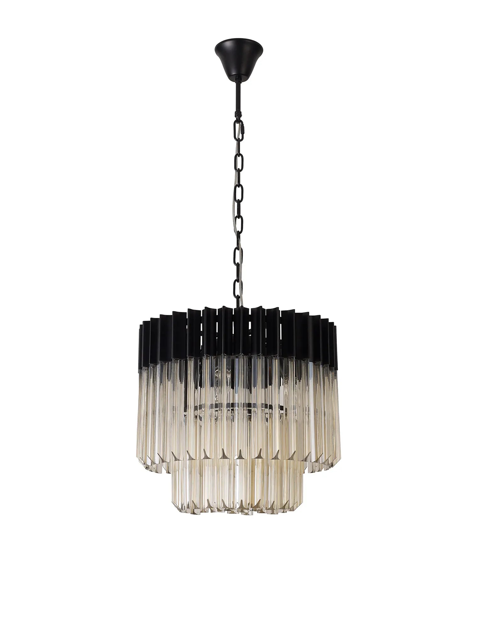 Cedar 45cm Pendant Round 5 Light - Matt Black & Cognac