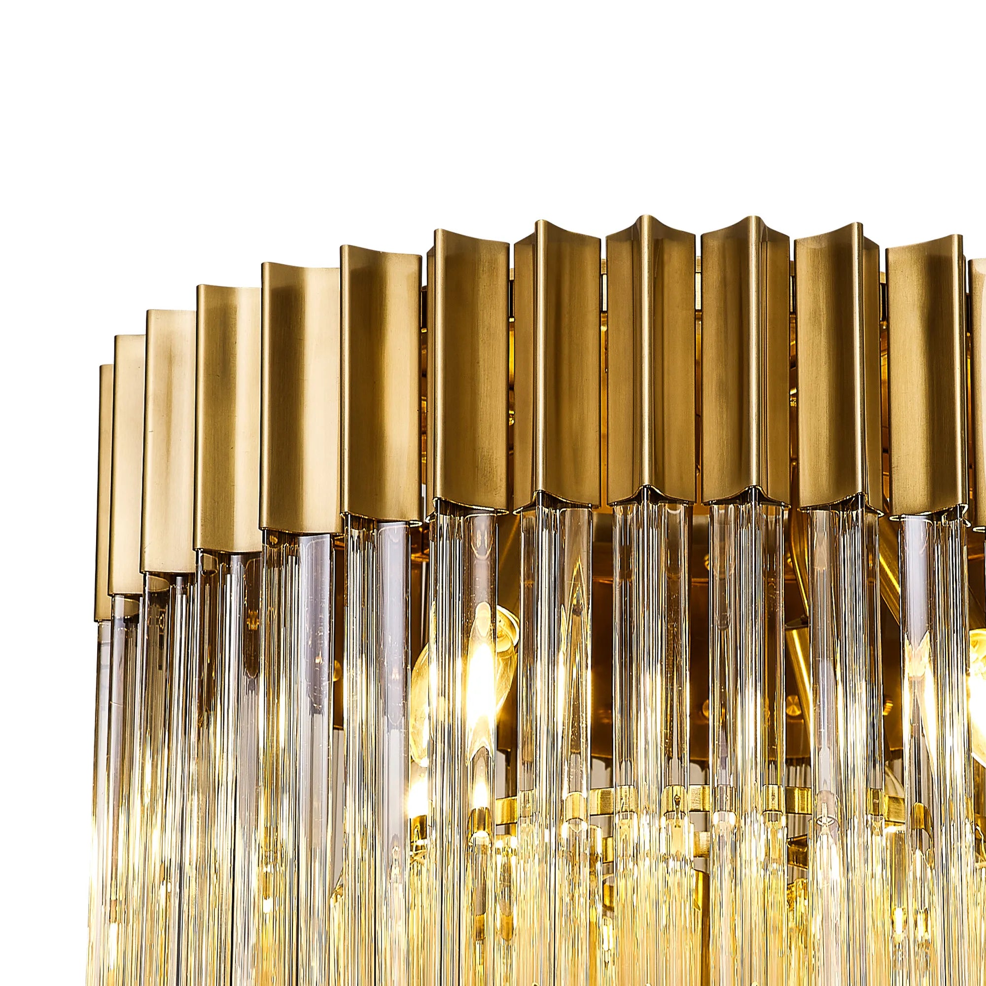 Cedar 45cm Flush Ceiling Round 5 Light - Brass & Cognac