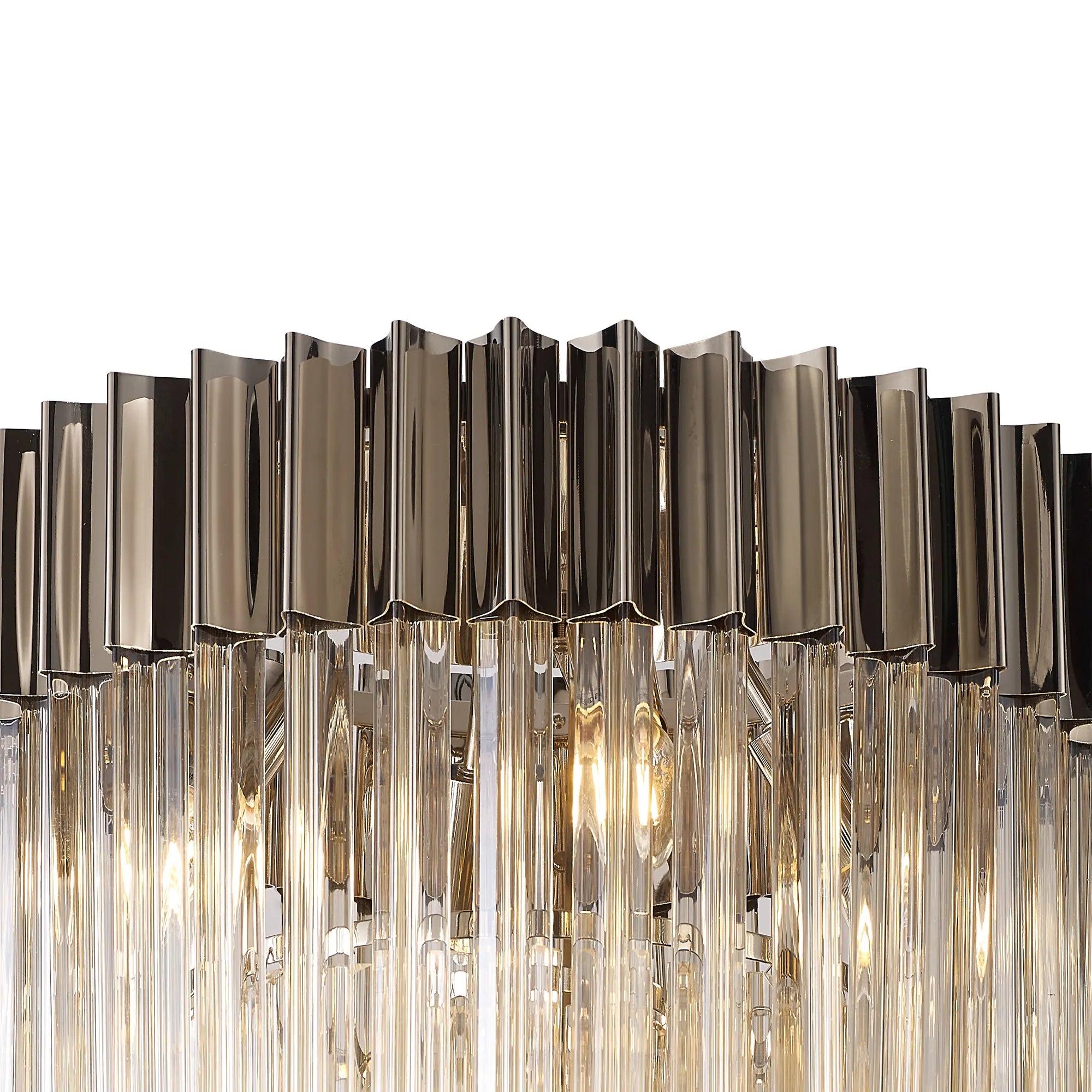 Cedar 45cm Flush Ceiling Round 5 Light - Polished Nickel & Cognac