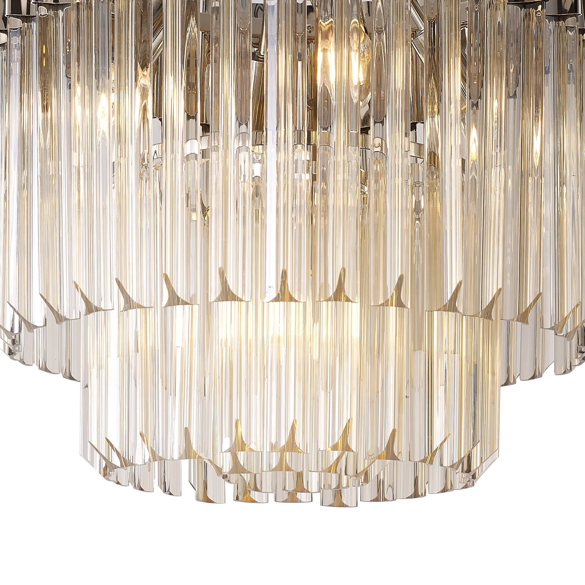 Cedar 45cm Flush Ceiling Round 5 Light - Polished Nickel & Cognac