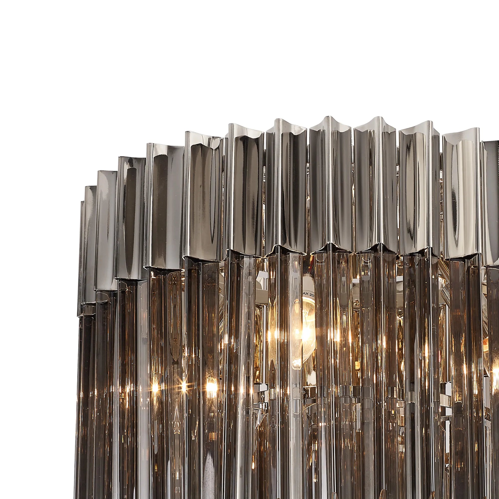 Cedar 45cm Flush Ceiling Round 5 Light - Polished Nickel & Smoked