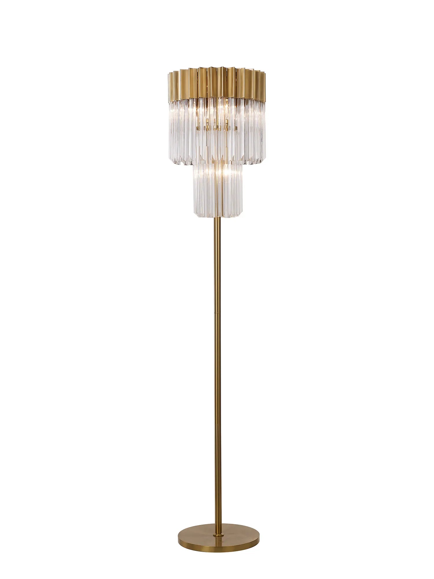 Cedar 168cm Floor Lamp 5 Light - Brass & Clear