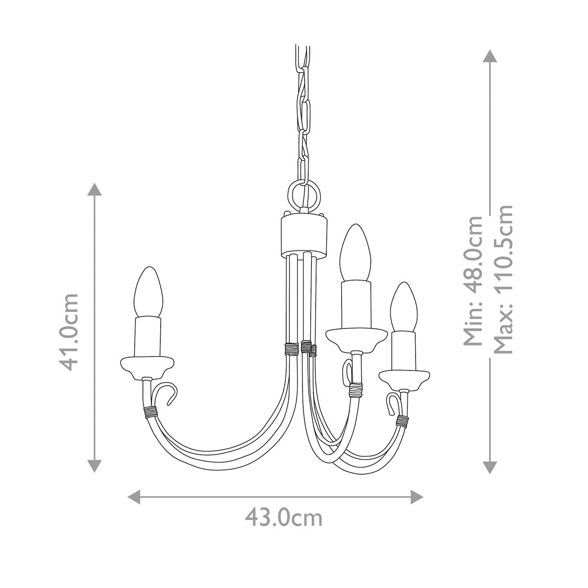Elstead Chartwell 3 Light Chandelier - Black