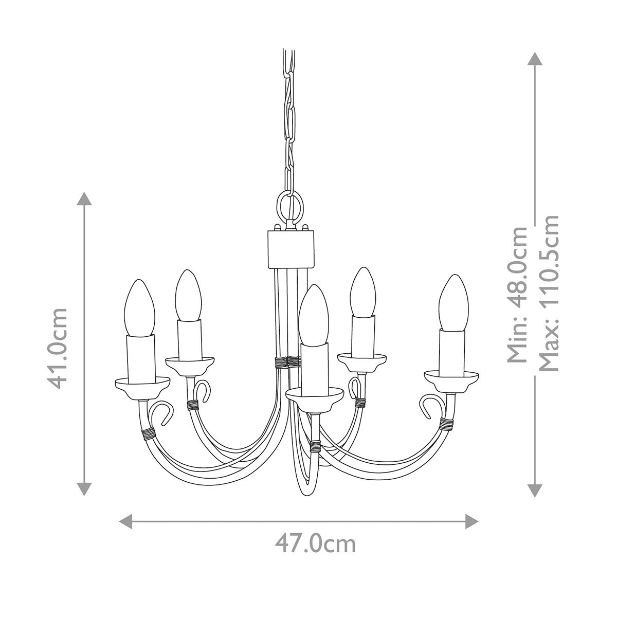 Elstead Chartwell 5 Light Chandelier - Black