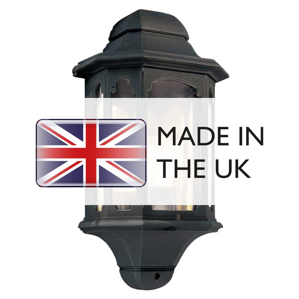 Elstead Chapel Single Small Half Lantern - Black