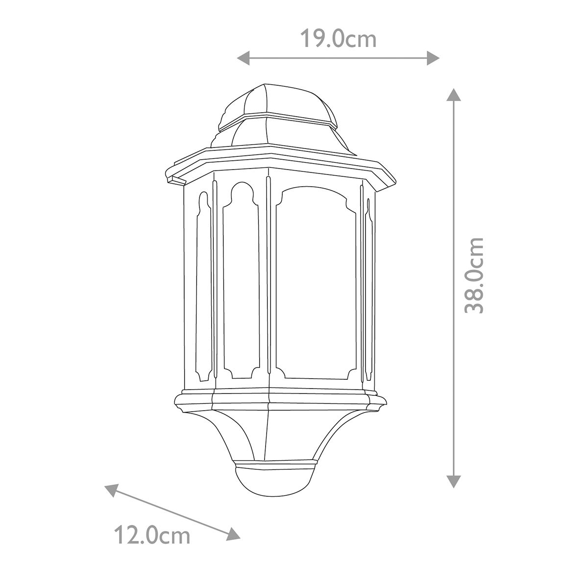 Elstead Chapel Single Small Half Lantern - Black