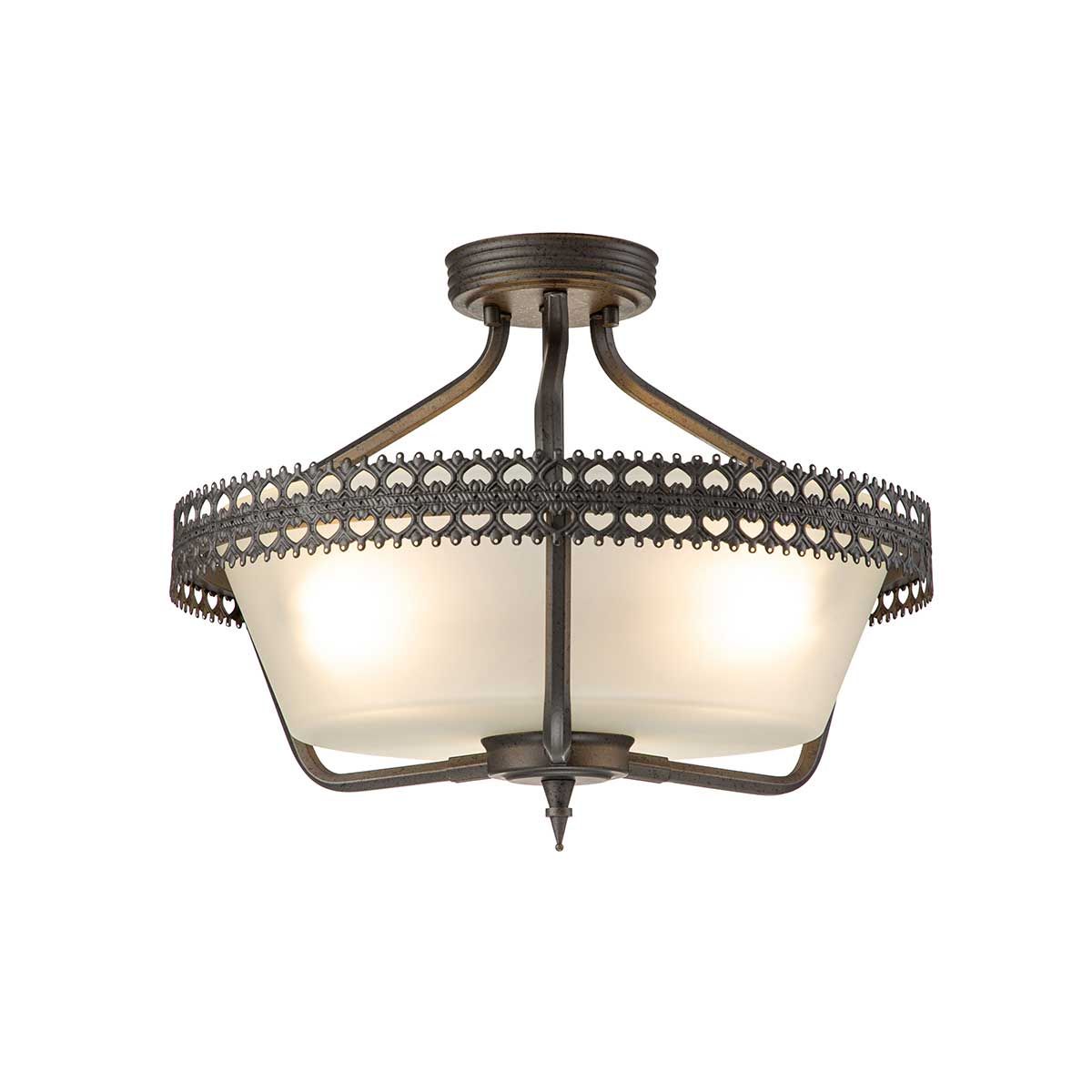 Elstead Crown 3 Light Semi-Flush/Pendant - Iron Gate