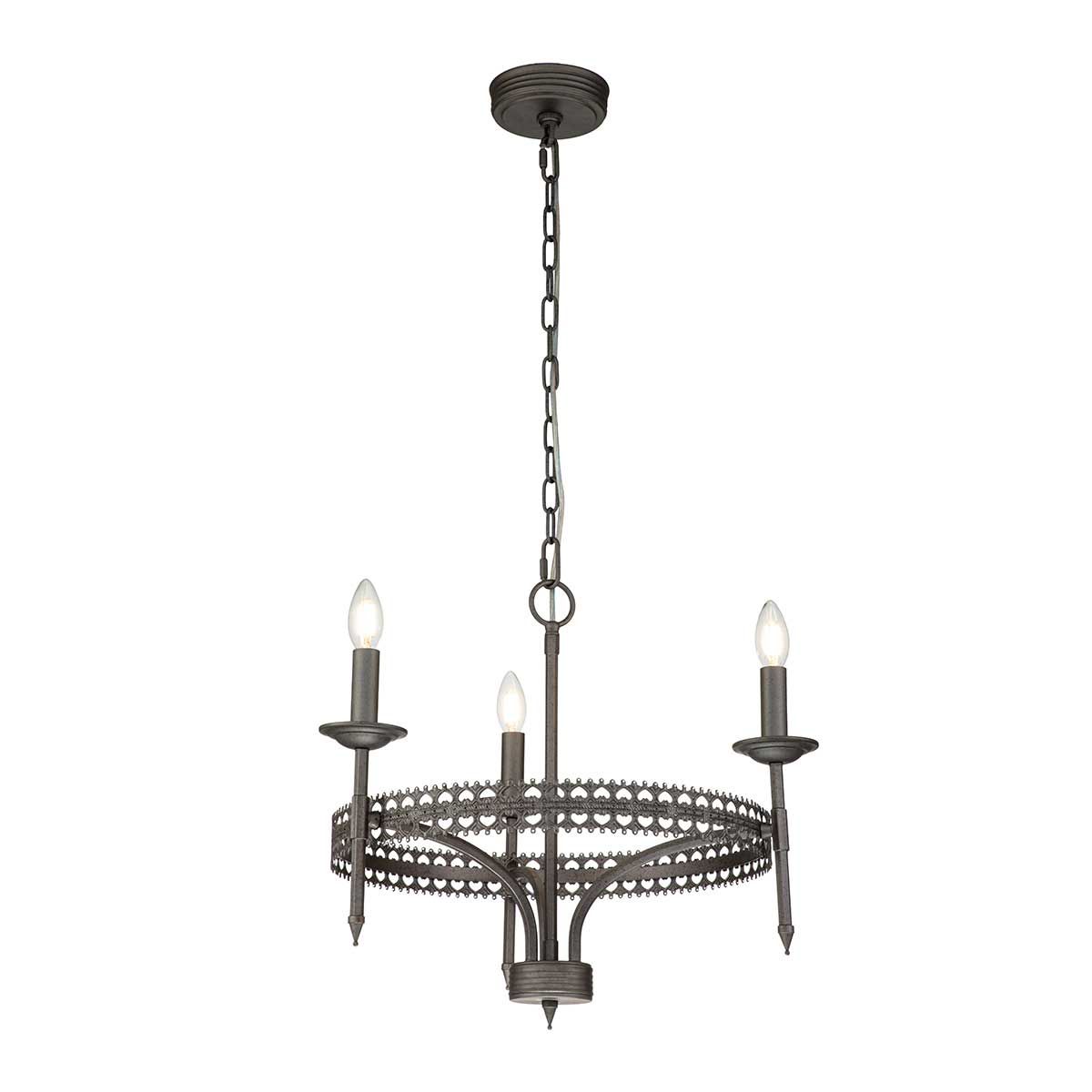 Elstead Crown 3 Light Chandelier - Iron Gate