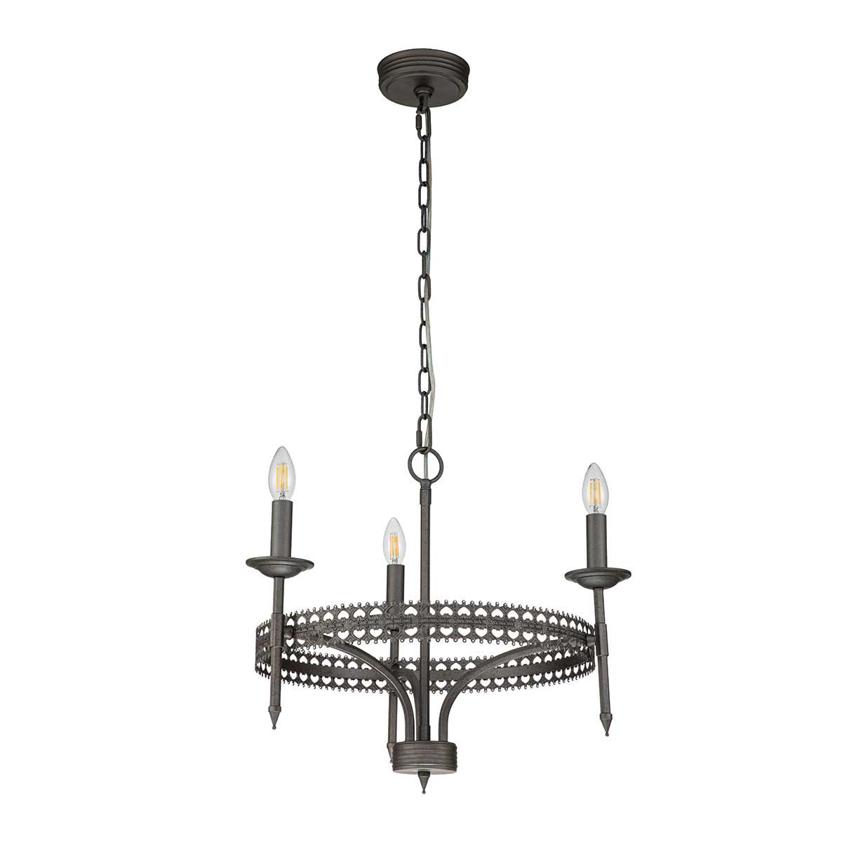Elstead Crown 3 Light Chandelier - Iron Gate