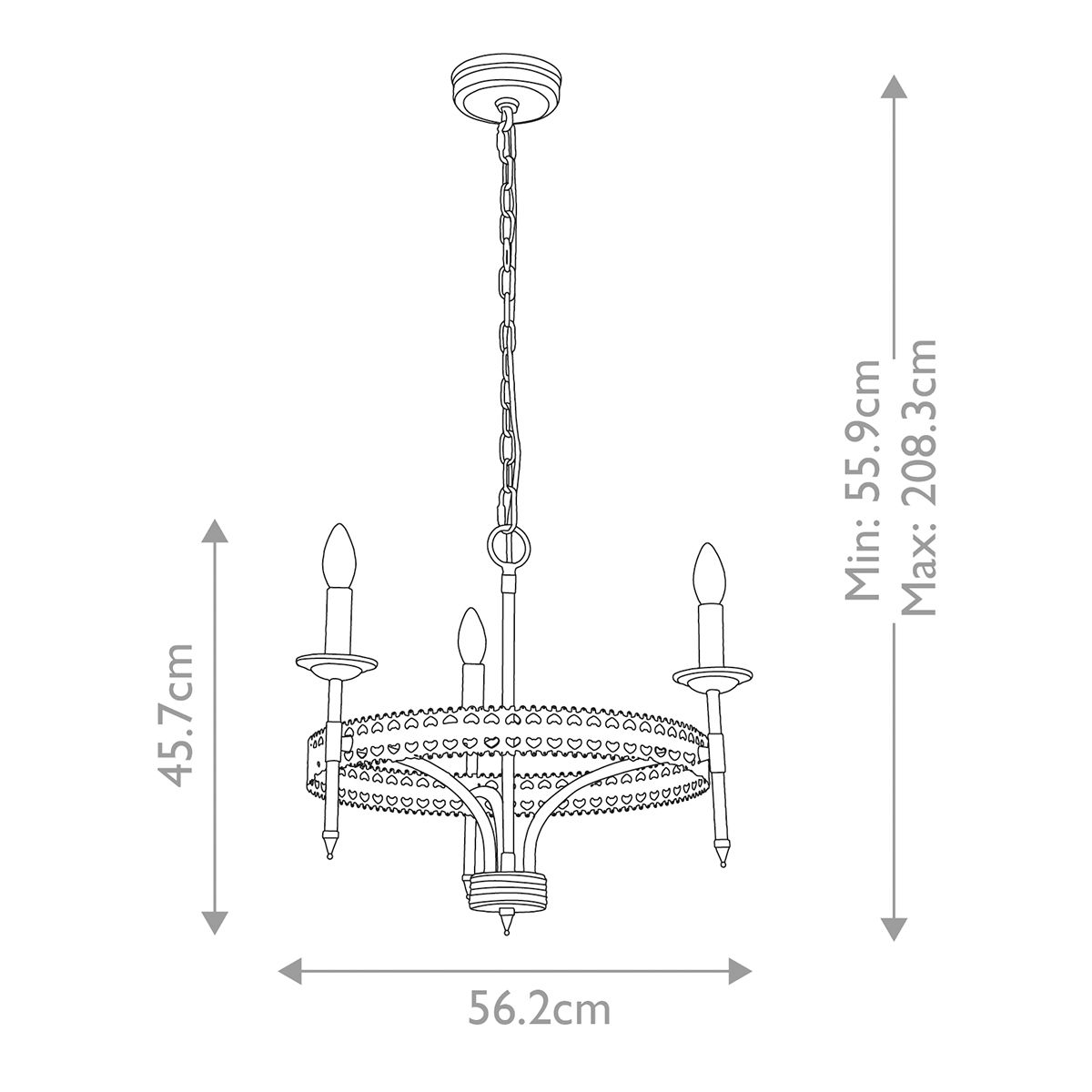 Elstead Crown 3 Light Chandelier - Iron Gate