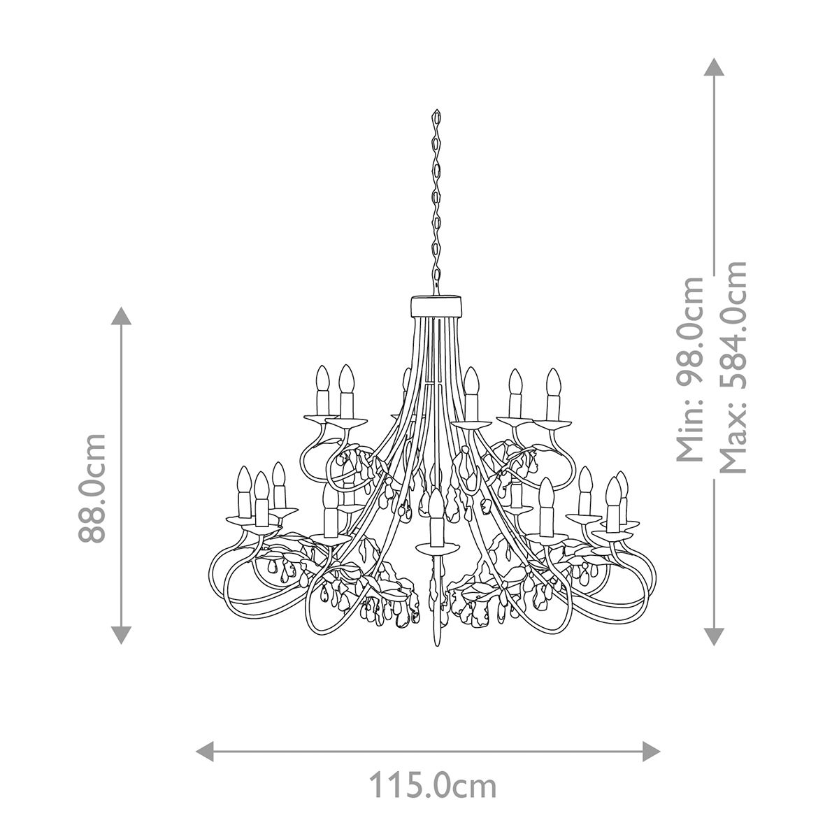 Elstead Christina 18 Light Chandelier - Silver & Gold
