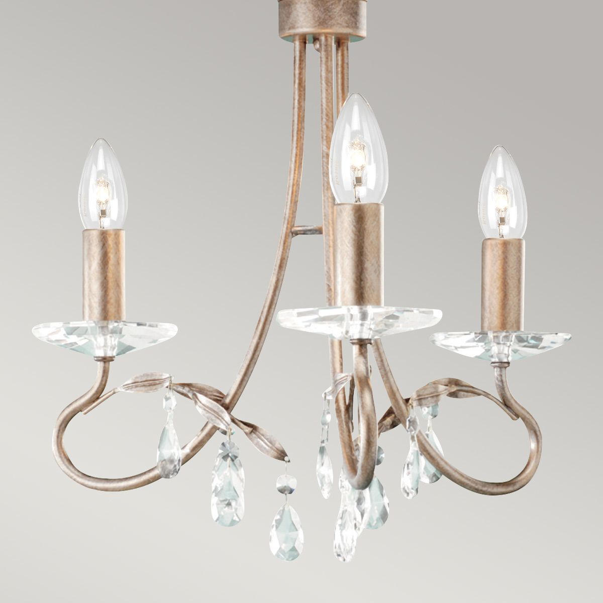 Elstead Christina 3 Light Chandelier - Silver & Gold