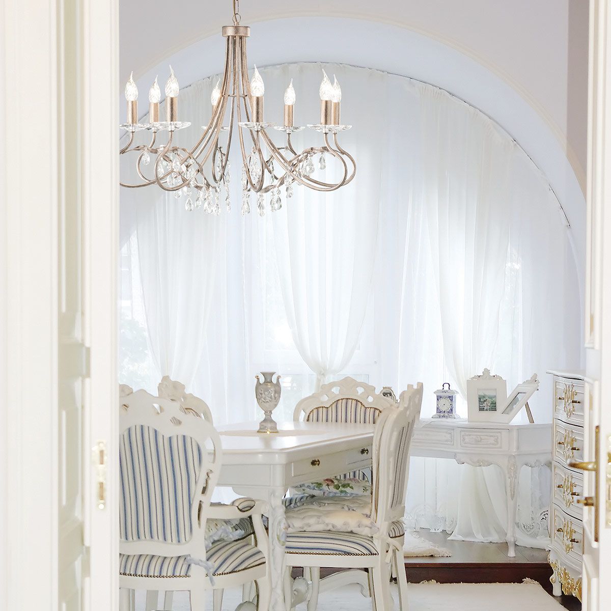 Elstead Christina 8 Light Chandelier - Silver & Gold