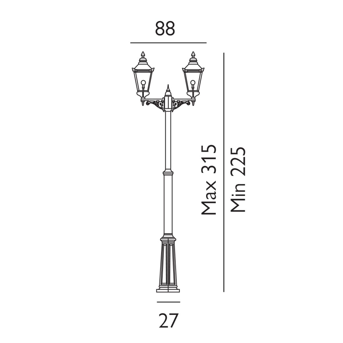 Norlys Chelsea Twin Head Lamp Post - Black & Copper