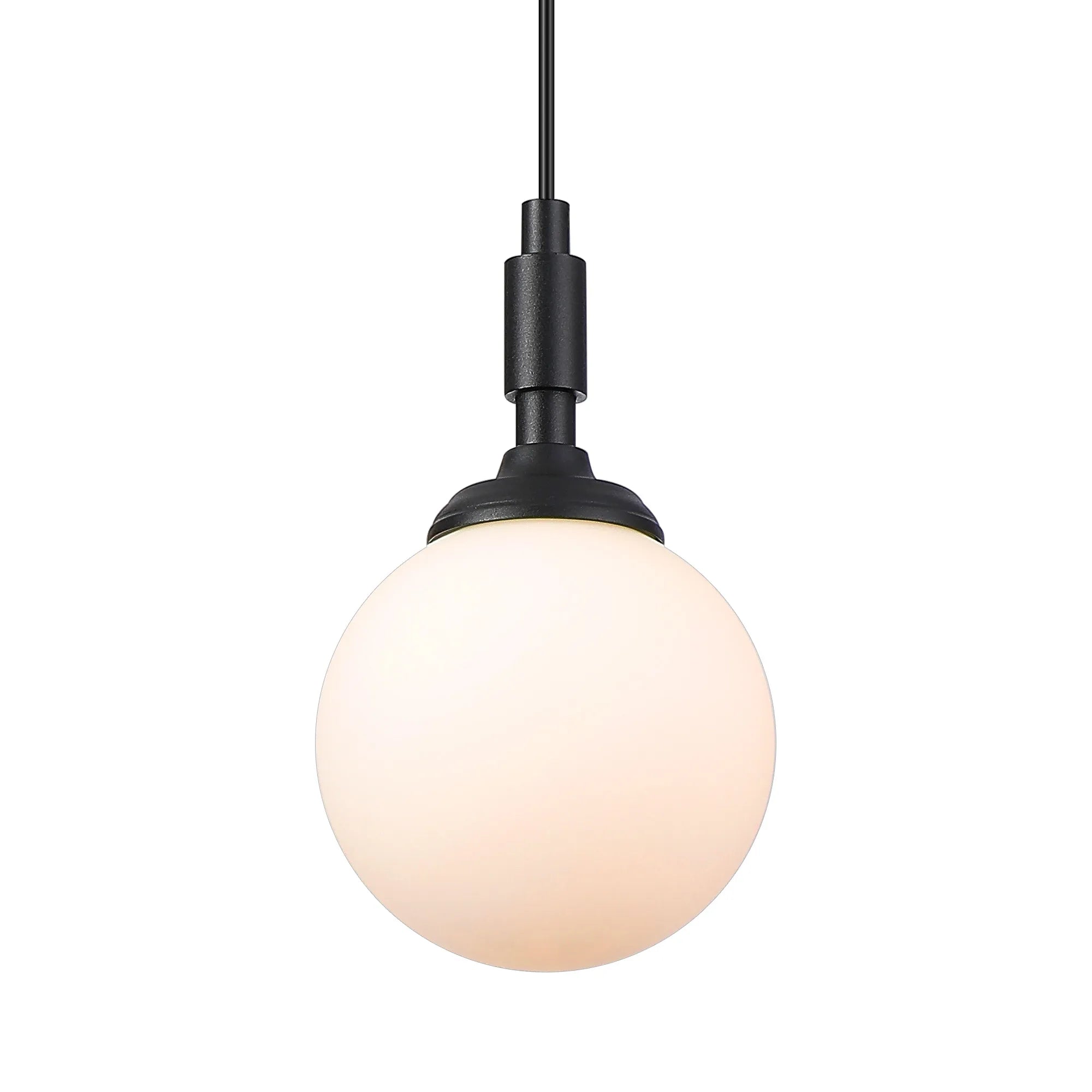 Dene Pendant 1 Light - IP44 Satin Black & Opal Smooth Round Glass
