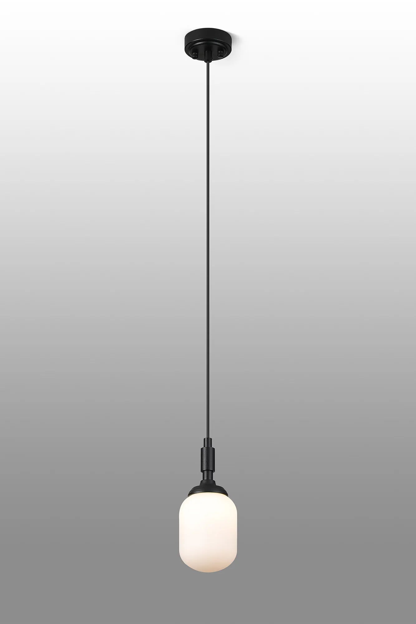 Dene Pendant 1 Light - IP44 Satin Black & Opal Smooth Tubular Glass