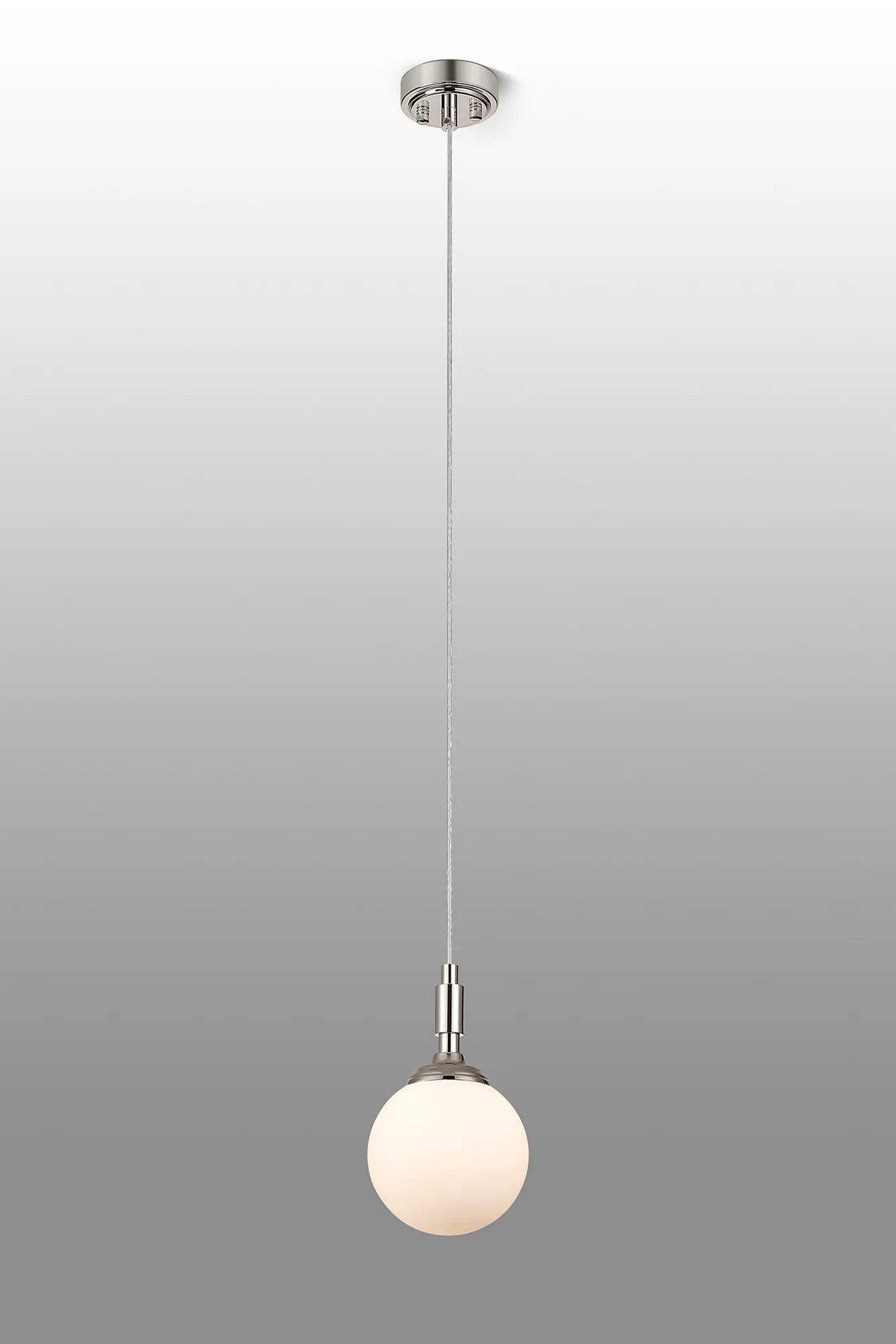 Dene Pendant 1 Light - IP44 Polished Nickel & Opal Smooth Round Glass