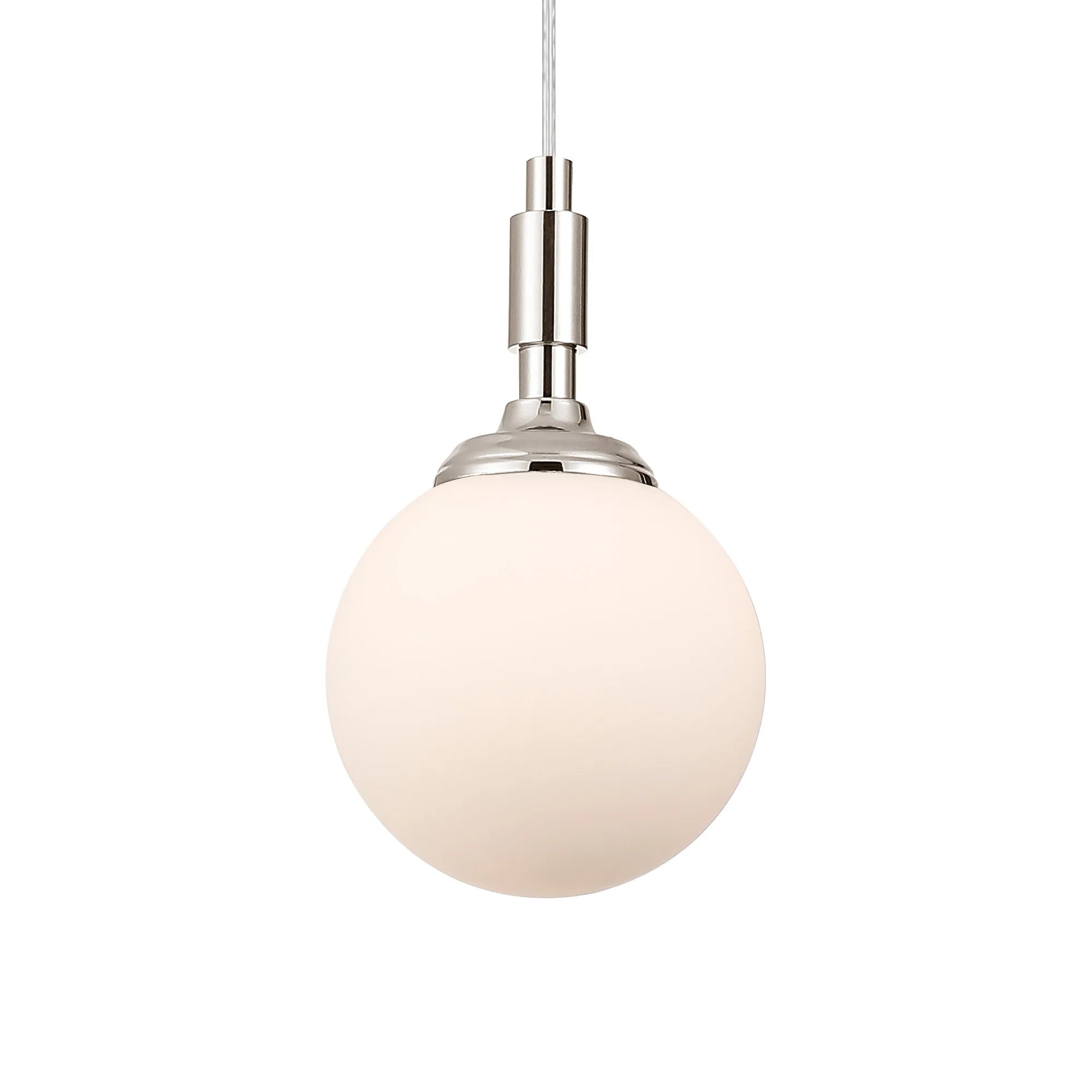 Dene Pendant 1 Light - IP44 Polished Nickel & Opal Smooth Round Glass