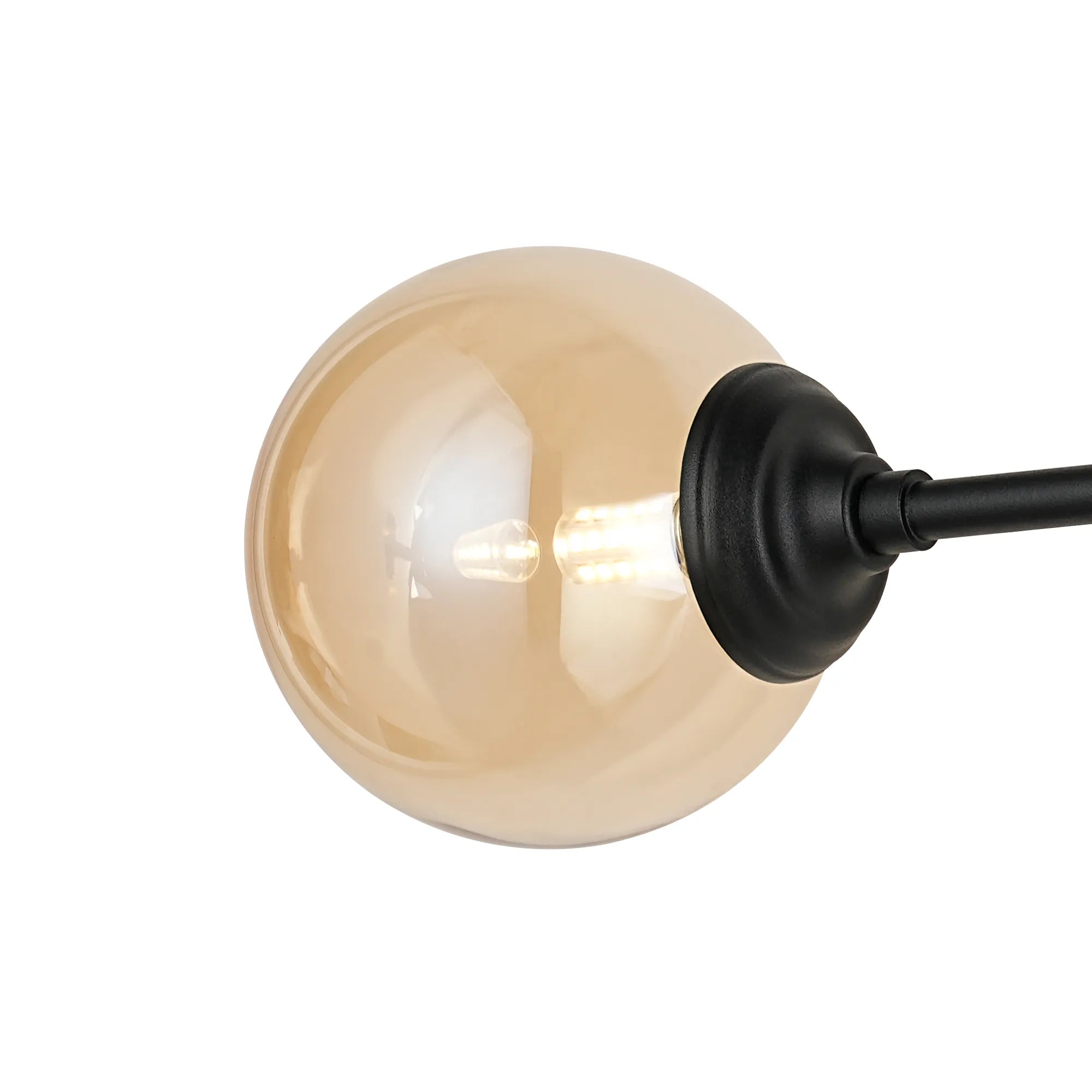 Dene Ceiling & Wall Light - Linear 2 Light - IP44 Satin Black & Amber Smooth Round Glass