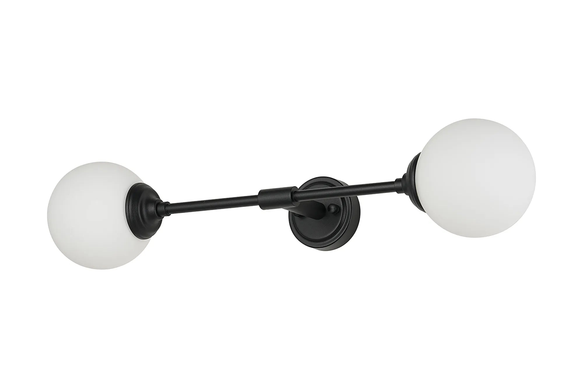 Fabula Dene Ceiling & Wall Light - Linear 2 Light - IP44 Satin Black & White Smooth Round Glass
