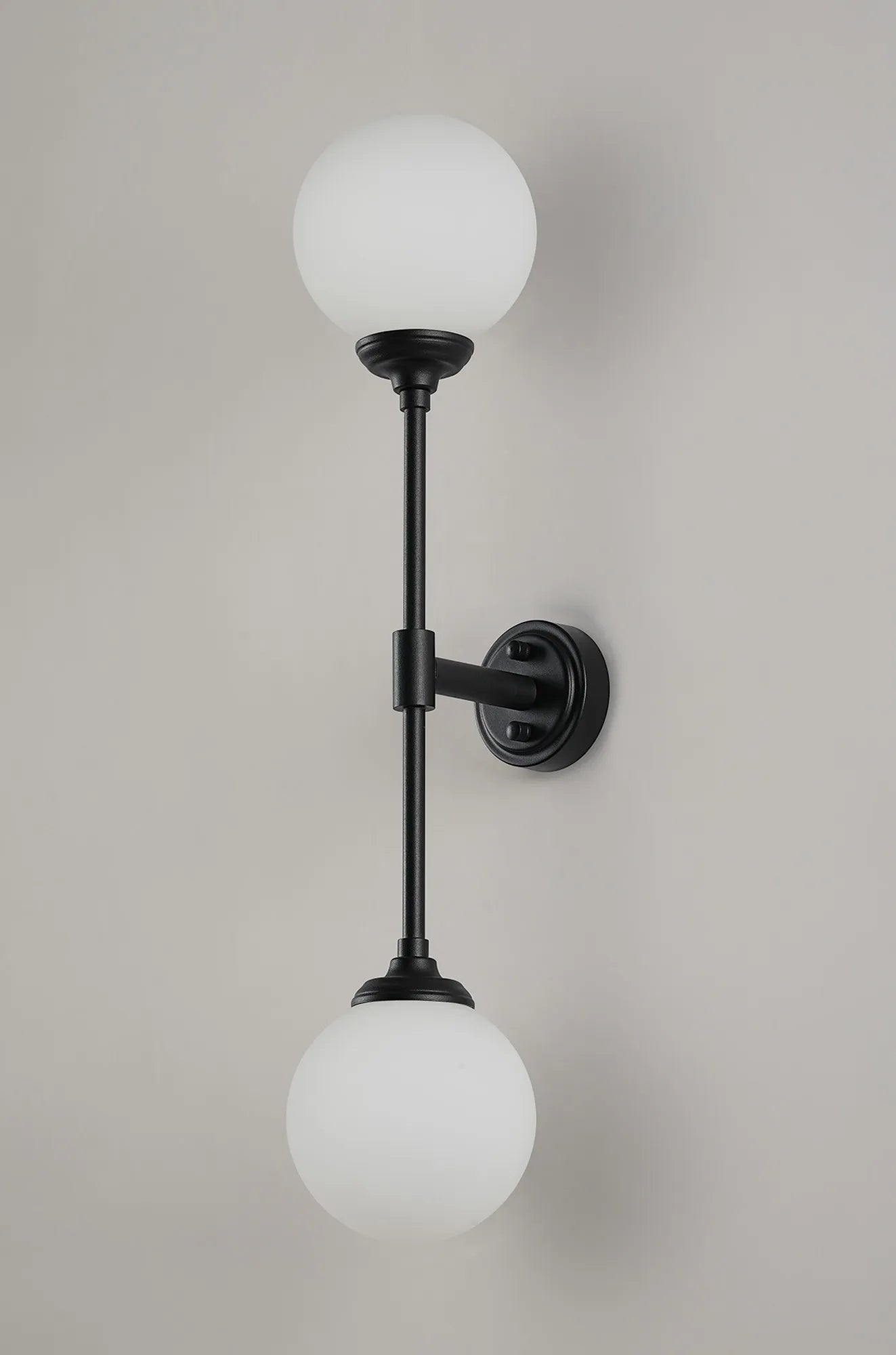 Fabula Dene Ceiling & Wall Light - Linear 2 Light - IP44 Satin Black & White Smooth Round Glass