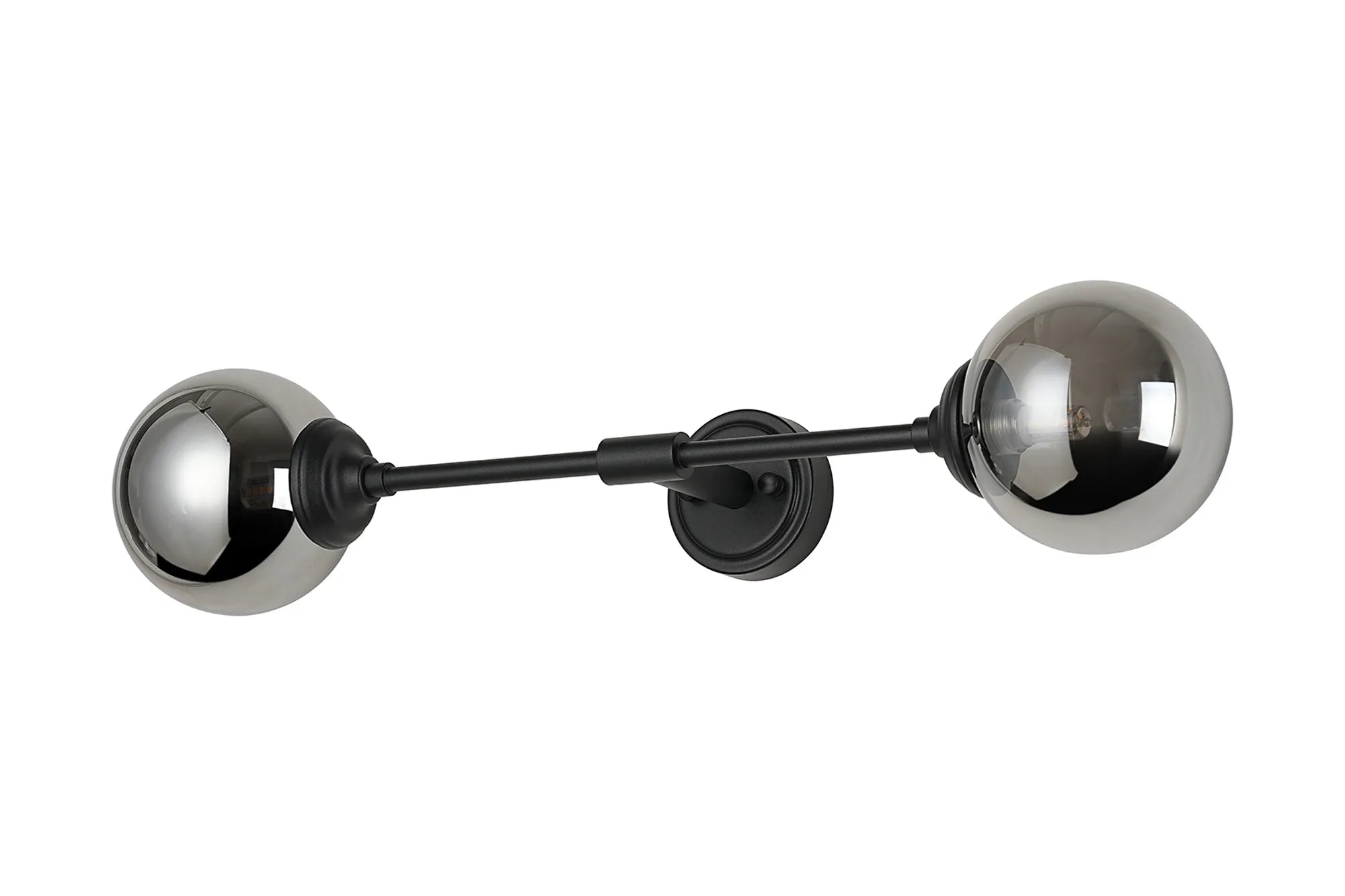 Dene Ceiling & Wall Light - Linear 2 Light - IP44 Satin Black & Glass Smooth Round Glass