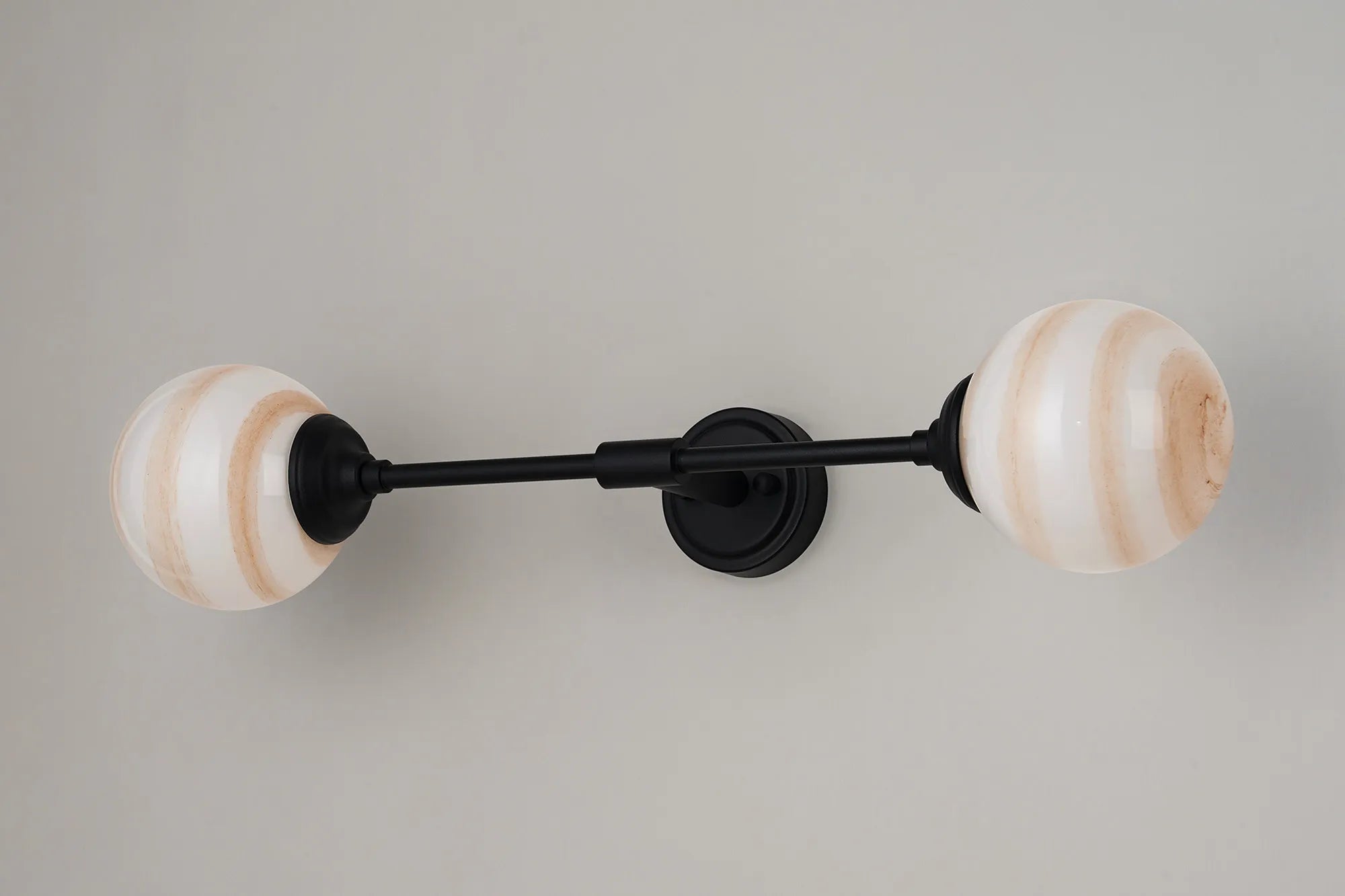 Dene Ceiling & Wall Light - Linear 2 Light - IP44 Satin Black & Brown","White Round Marble Effect Glass
