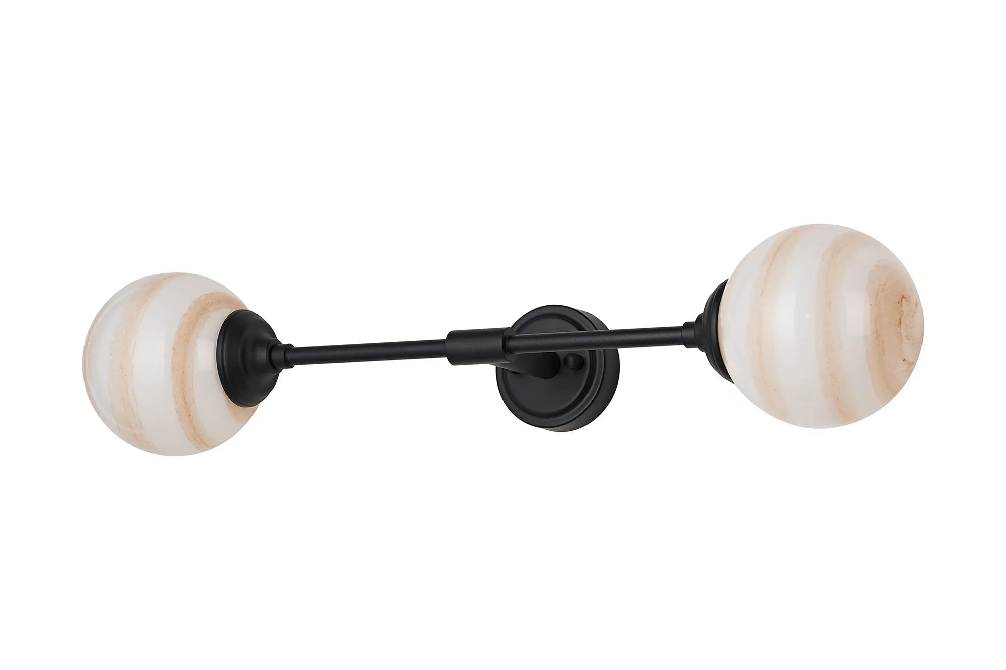 Dene Ceiling & Wall Light - Linear 2 Light - IP44 Satin Black & Brown","White Round Marble Effect Glass