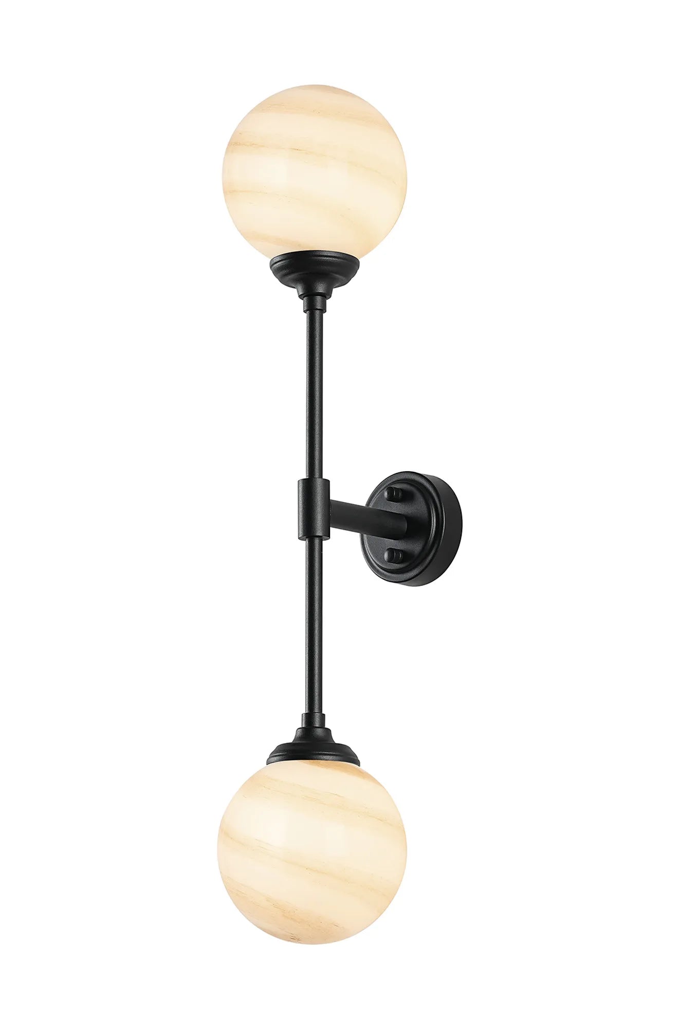 Dene Ceiling & Wall Light - Linear 2 Light - IP44 Satin Black & Brown","White Round Marble Effect Glass