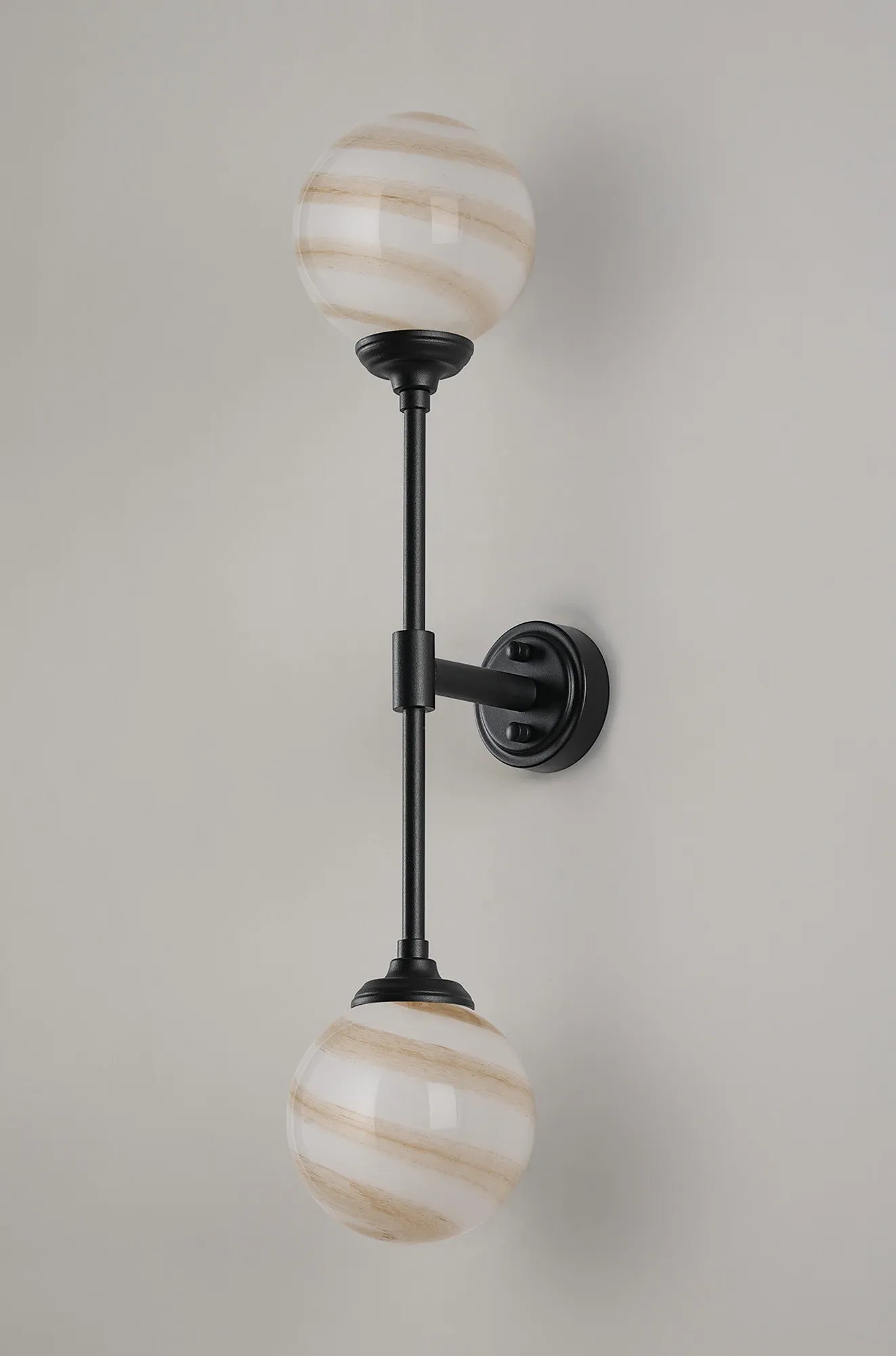 Dene Ceiling & Wall Light - Linear 2 Light - IP44 Satin Black & Brown","White Round Marble Effect Glass