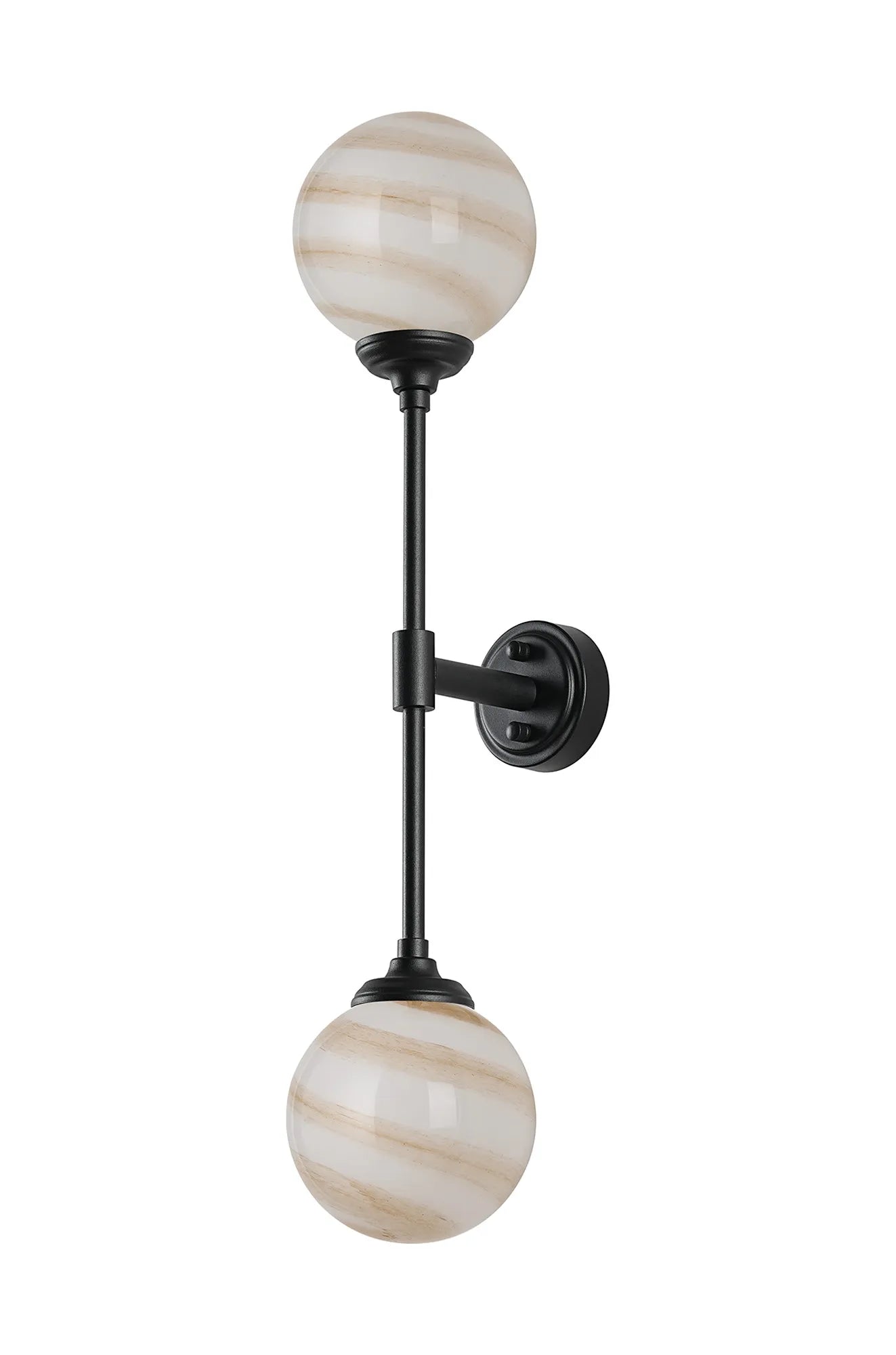Dene Ceiling & Wall Light - Linear 2 Light - IP44 Satin Black & Brown","White Round Marble Effect Glass
