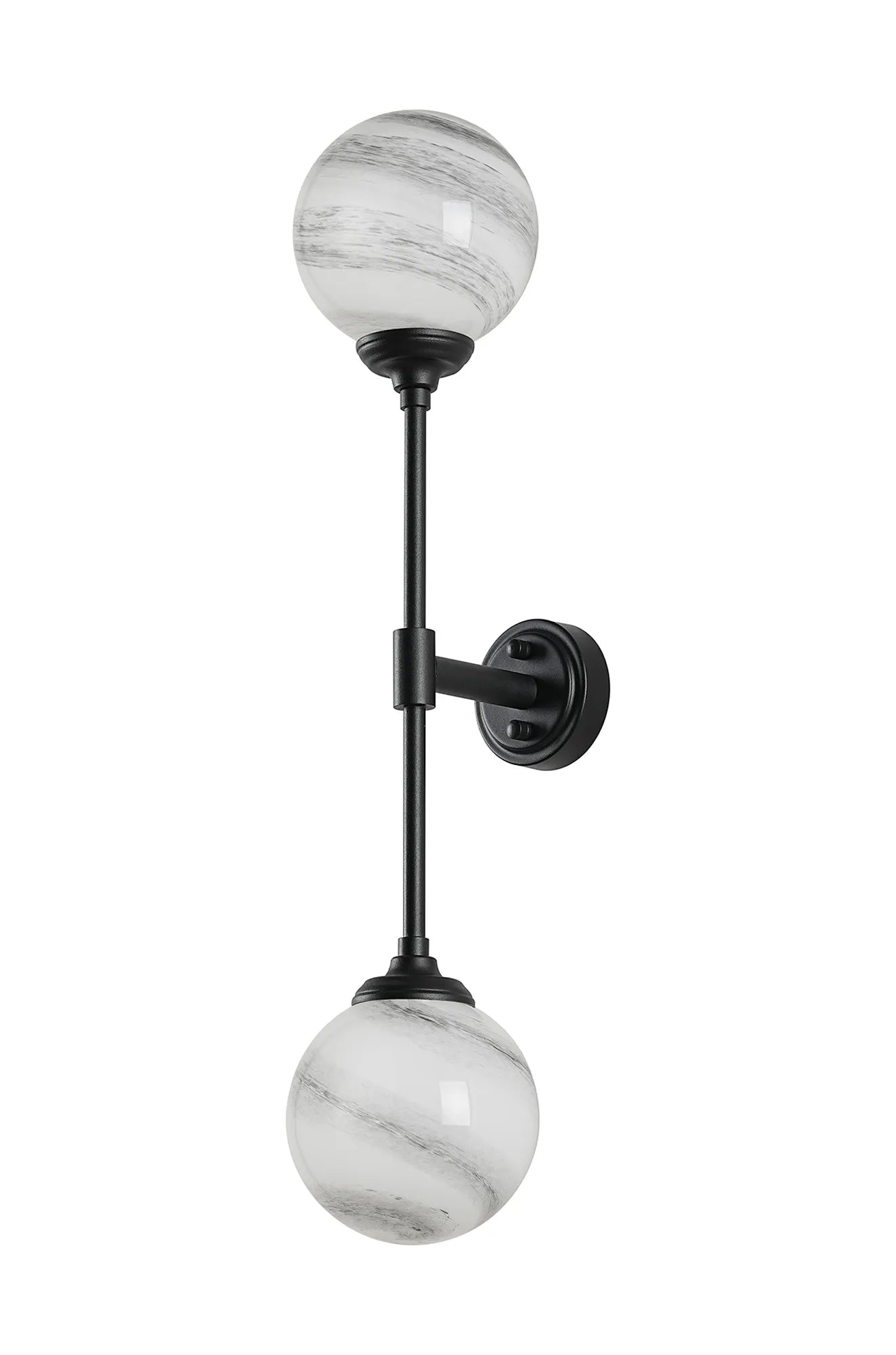 Dene Ceiling & Wall Light - Linear 2 Light - IP44 Satin Black & Grey","White Round Marble Effect Glass