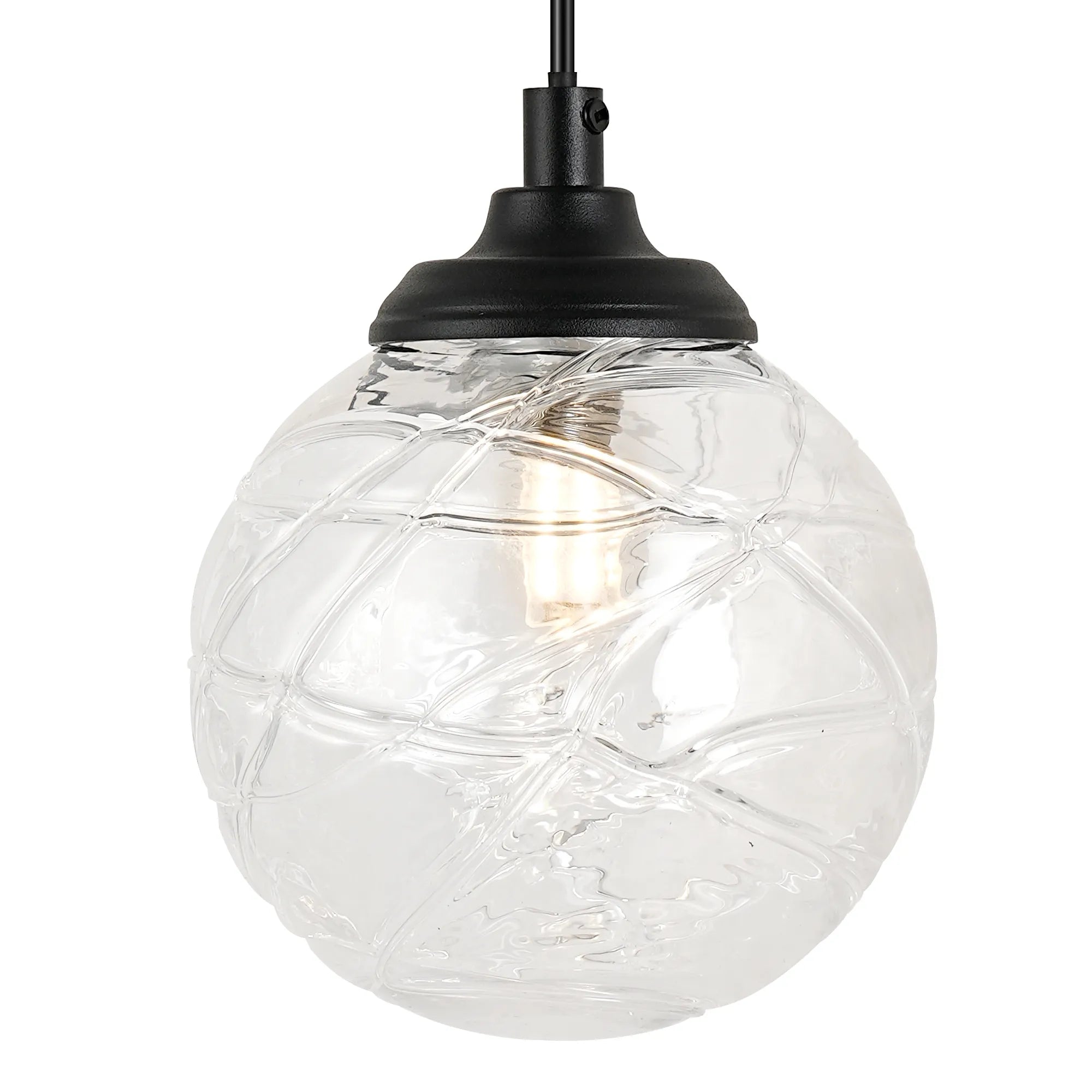 Dene Adjustable Single Wall Light IP44 - Satin Black & Clear Dune Effect Round Glass
