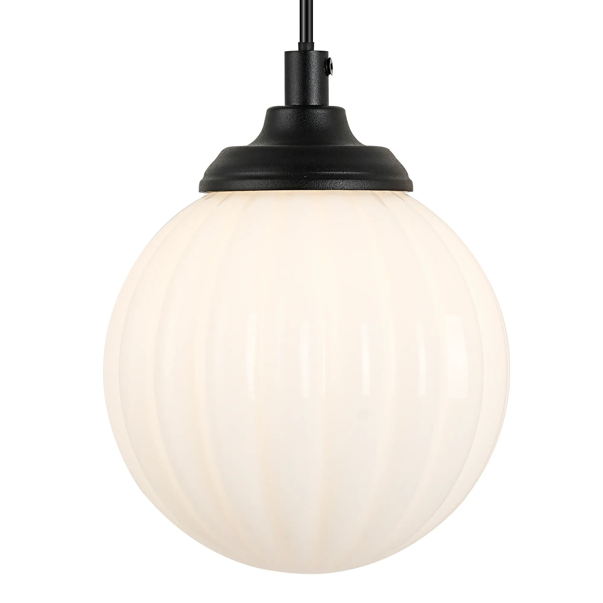 Dene Adjustable Single Wall Light IP44 - Satin Black & Opal Round Segment Glass