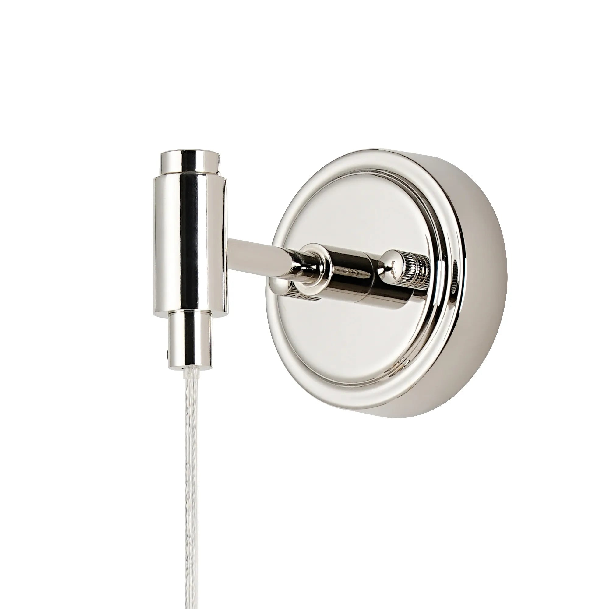 Dene Adjustable Single Wall Light IP44 - Polished Nickel & Clear Dune Effect Round Glass