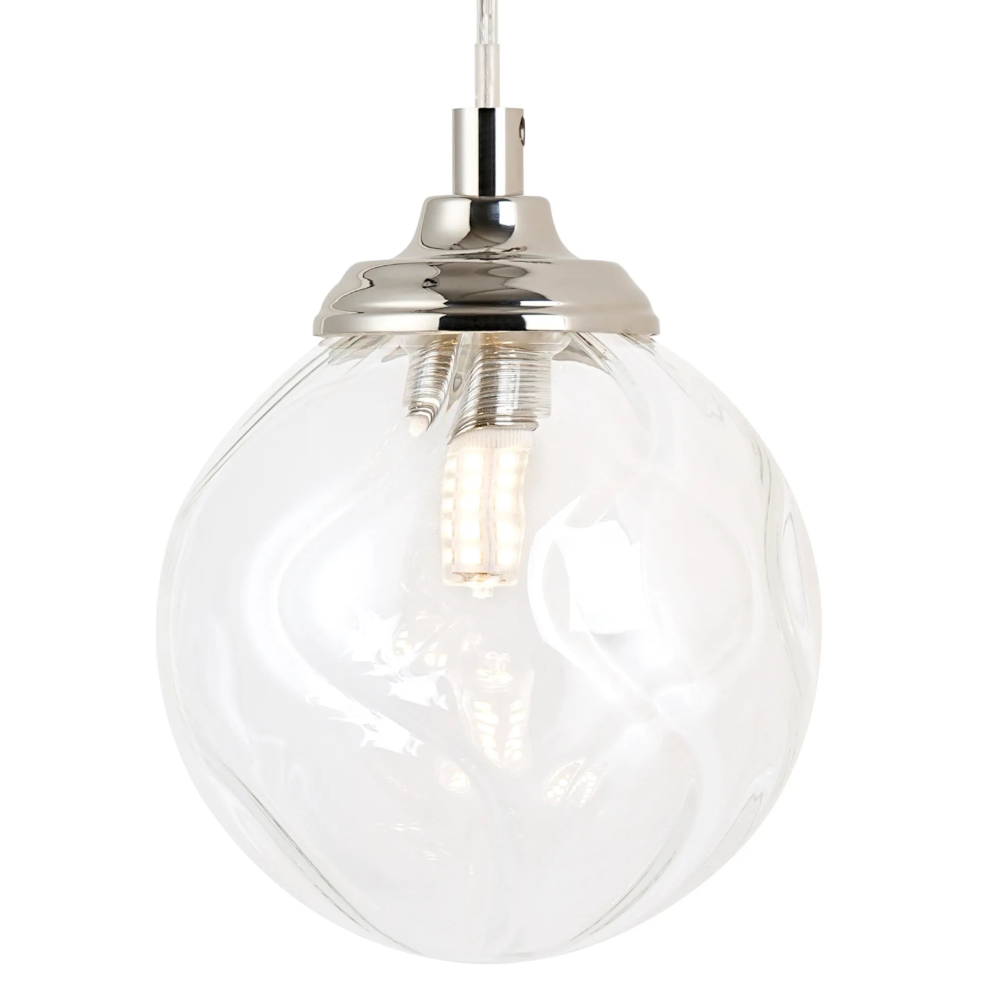 Dene Adjustable Single Wall Light IP44 - Polished Nickel & Clear Waved Round Glass