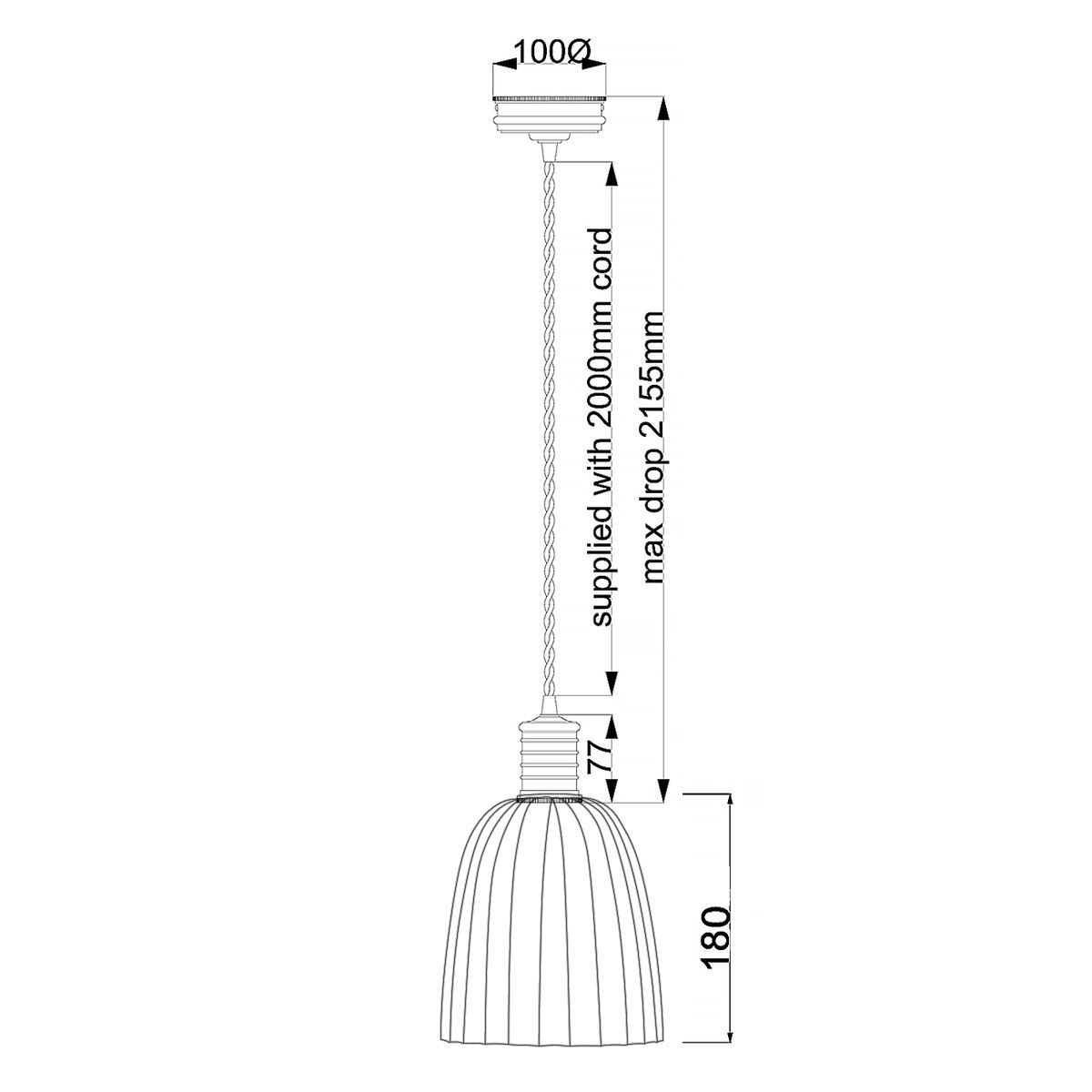 Elstead Douille Single Pendant - Black & Polished Brass