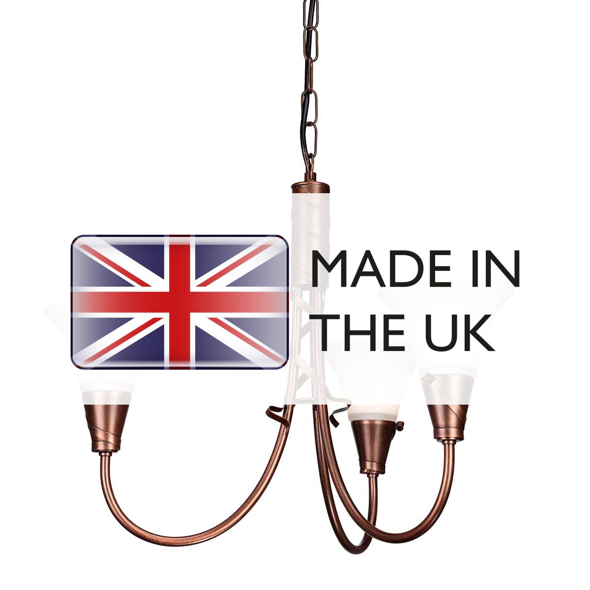 Elstead Emily 3 Light Chandelier - Copper Patina