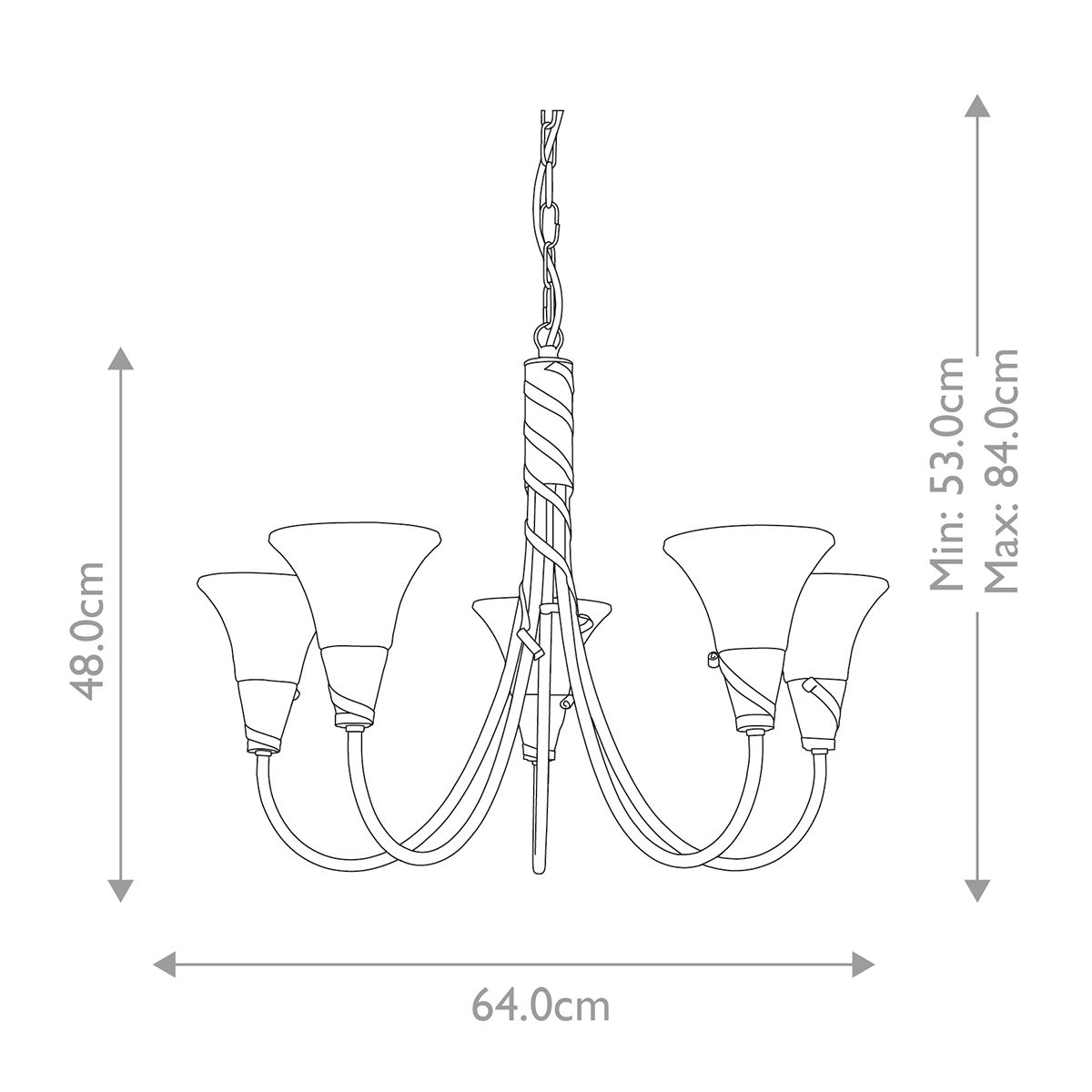 Elstead Emily 5 Light Chandelier - Copper Patina