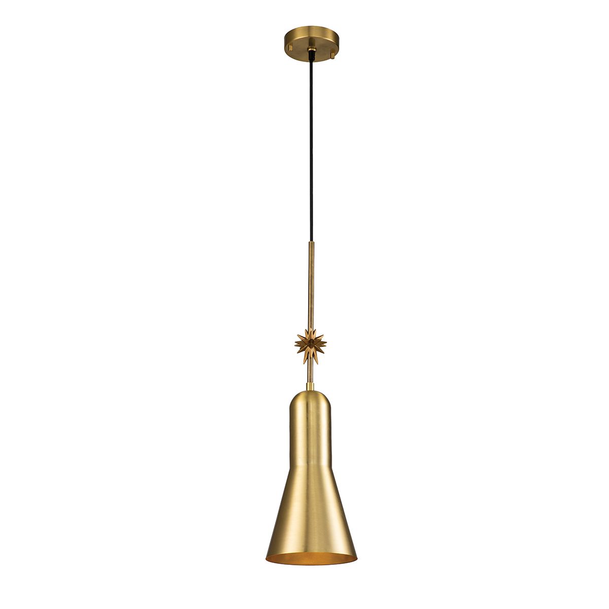 Elstead Etoile 1 Light Medium Pendant - Aged Brass & Gold Leaf