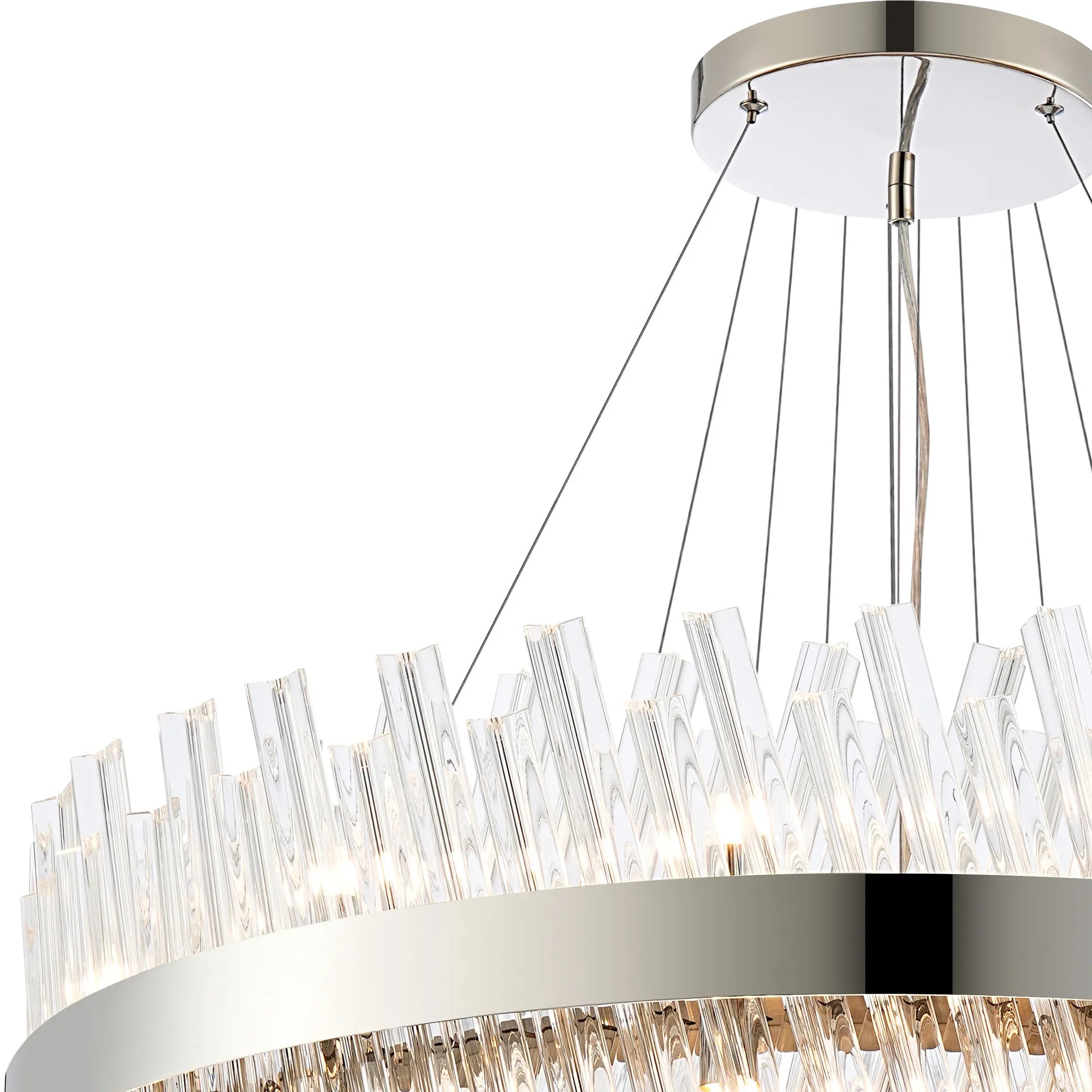 Farnley 4 Tier 80cm Pendant 24 Light - Polished Nickel & Clear