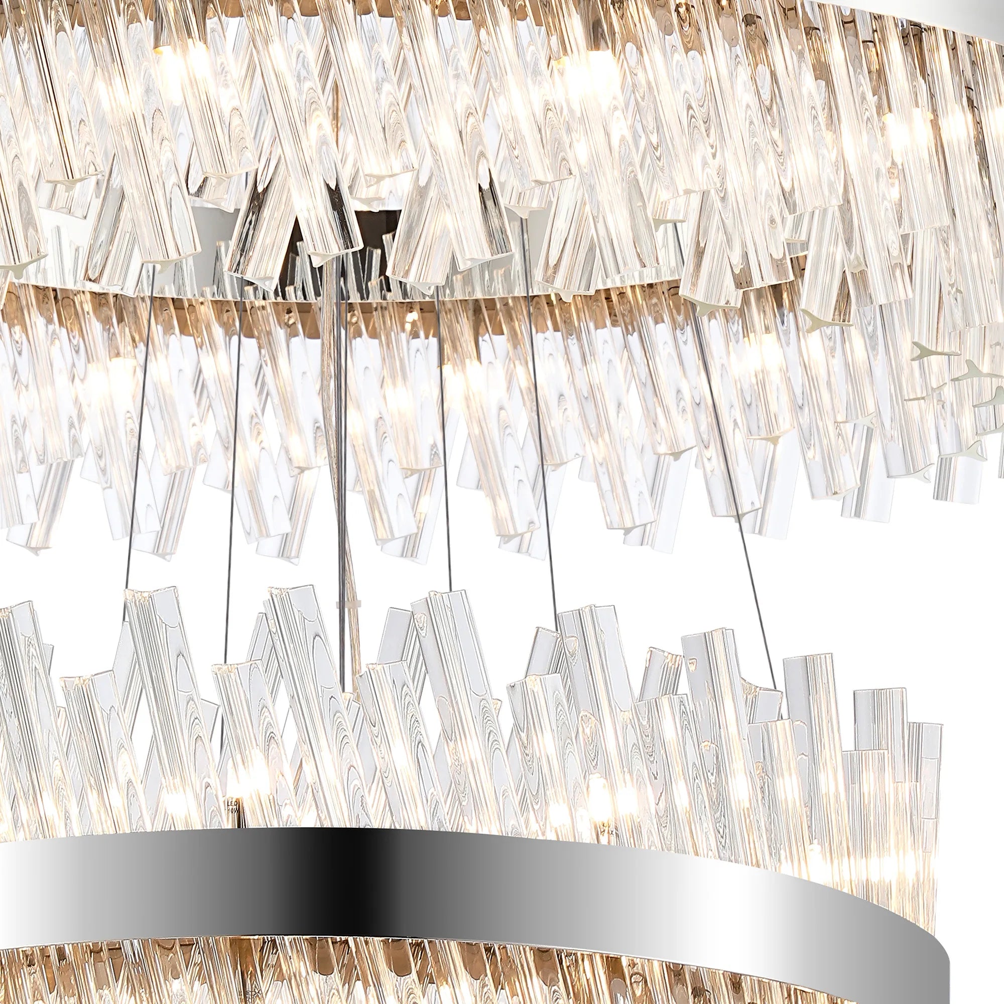 Farnley 4 Tier 80cm Pendant 24 Light - Polished Nickel & Clear