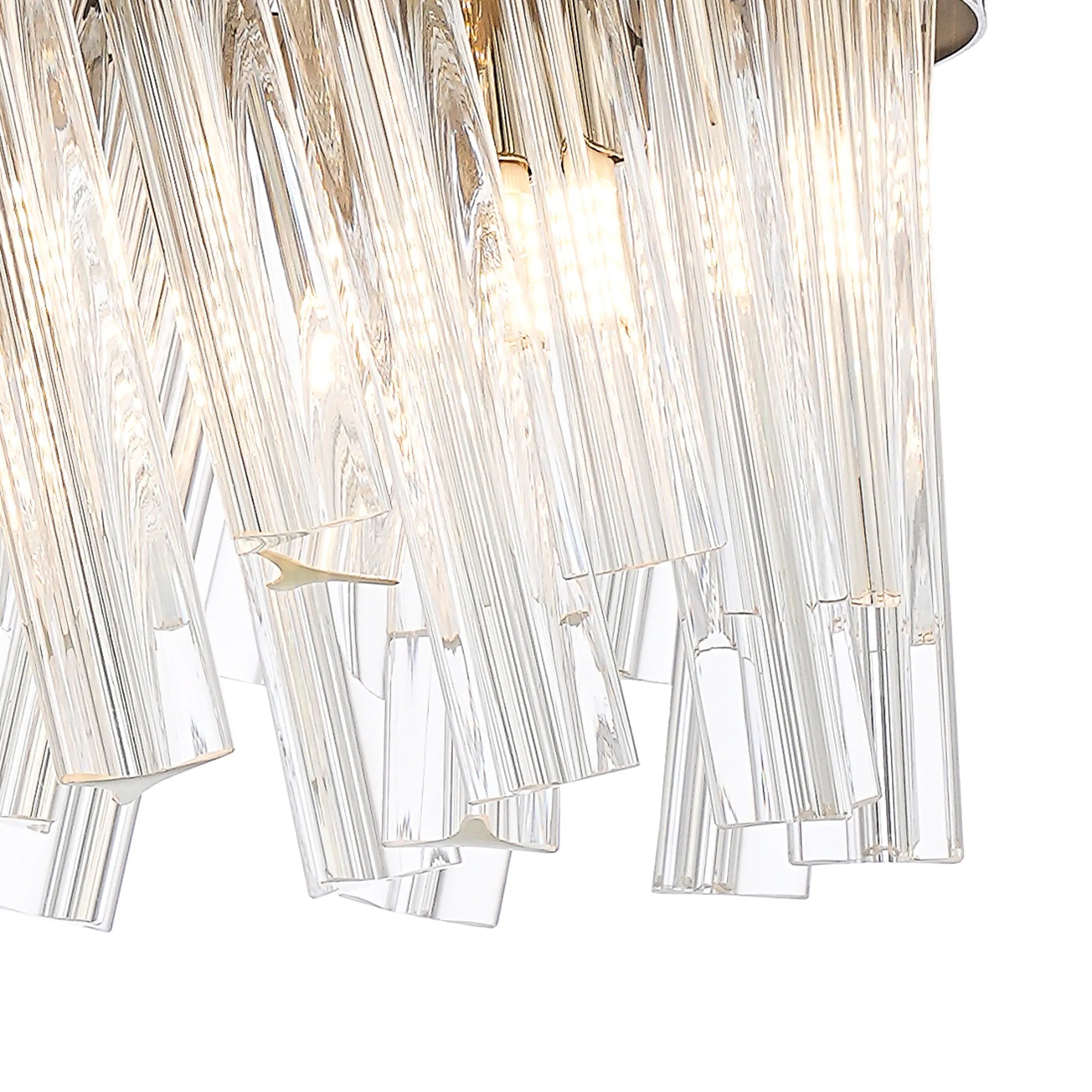 Farnley Pendant Round 6 Light - Polished Nickel & Clear Sculpted Glass